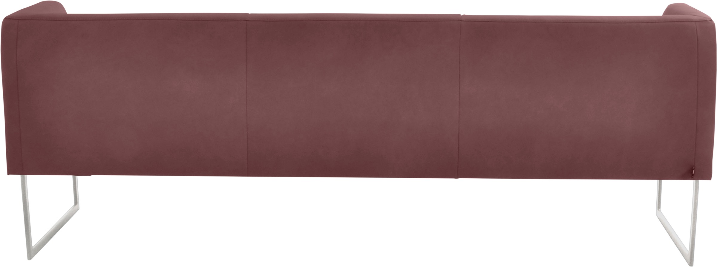 Polsterbank K+W KOMFORT & WOHNEN "Cube", rot (cabernet 15), B:229cm H:82cm T:67cm, Sitzbänke, Polsterbank, Hammerkissenoptik, 2 Breiten, Hochkantkufe in Edelstahloptik 3