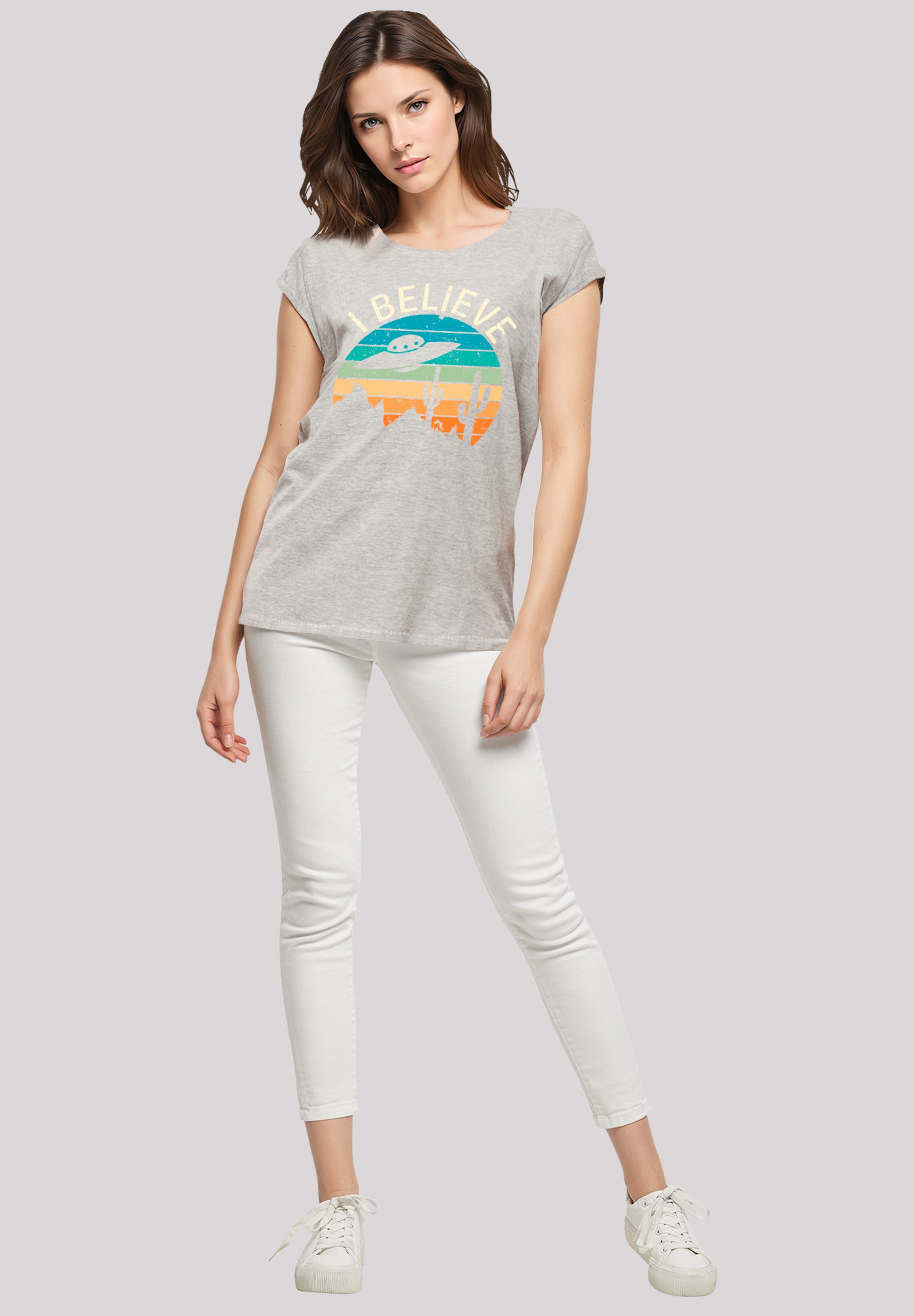 F4NT4STIC T-Shirt »I Believe UFO Alien Sonnenuntergang«, Premium Qualität