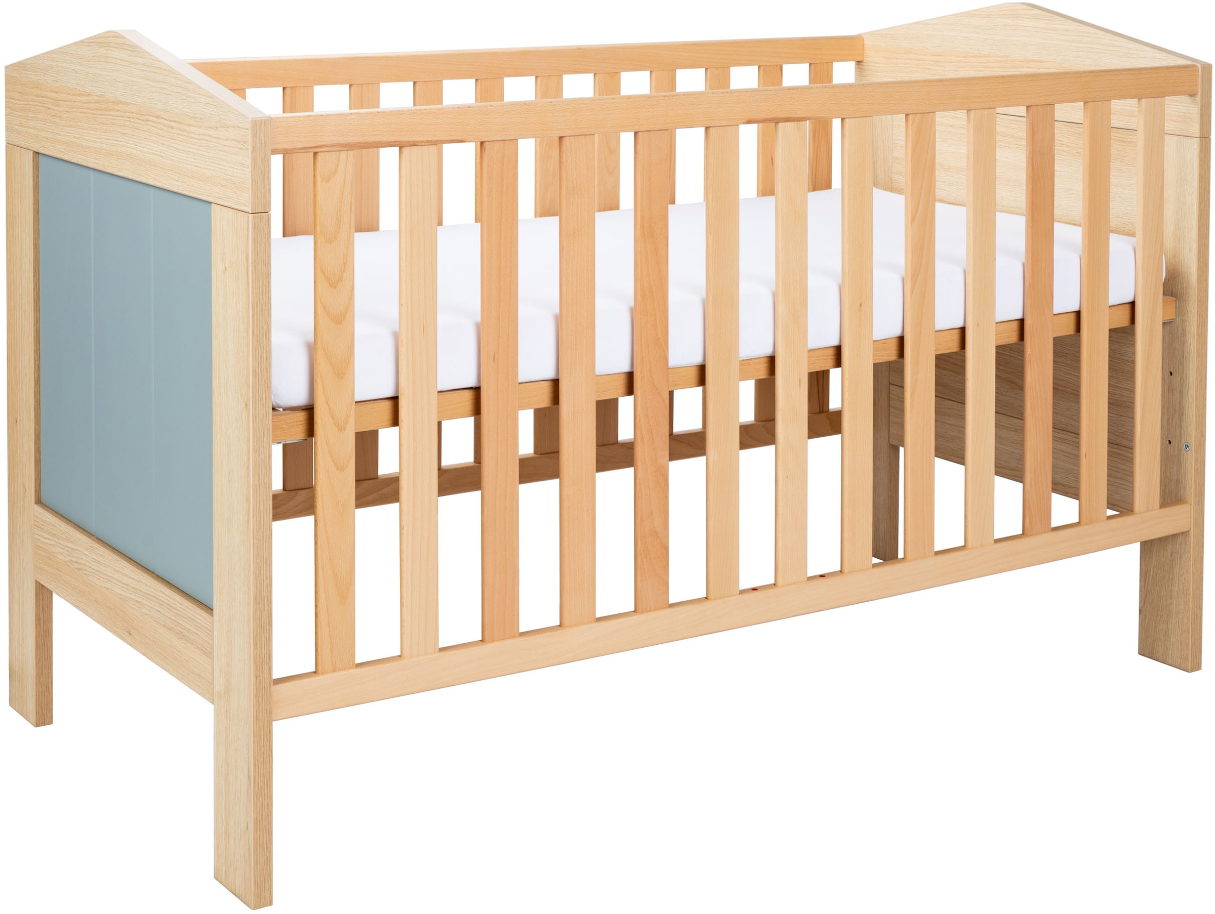 arthur berndt Babyzimmer-Komplettset »Babyzimmer-Set »Roofy« 3-teilig mit 1-türigem Kleiderschrank«, (Set, 3 tlg., Babymöbel-Set »Roofy« Kleiderschrank,Kinderbett+Wickelkommode)
