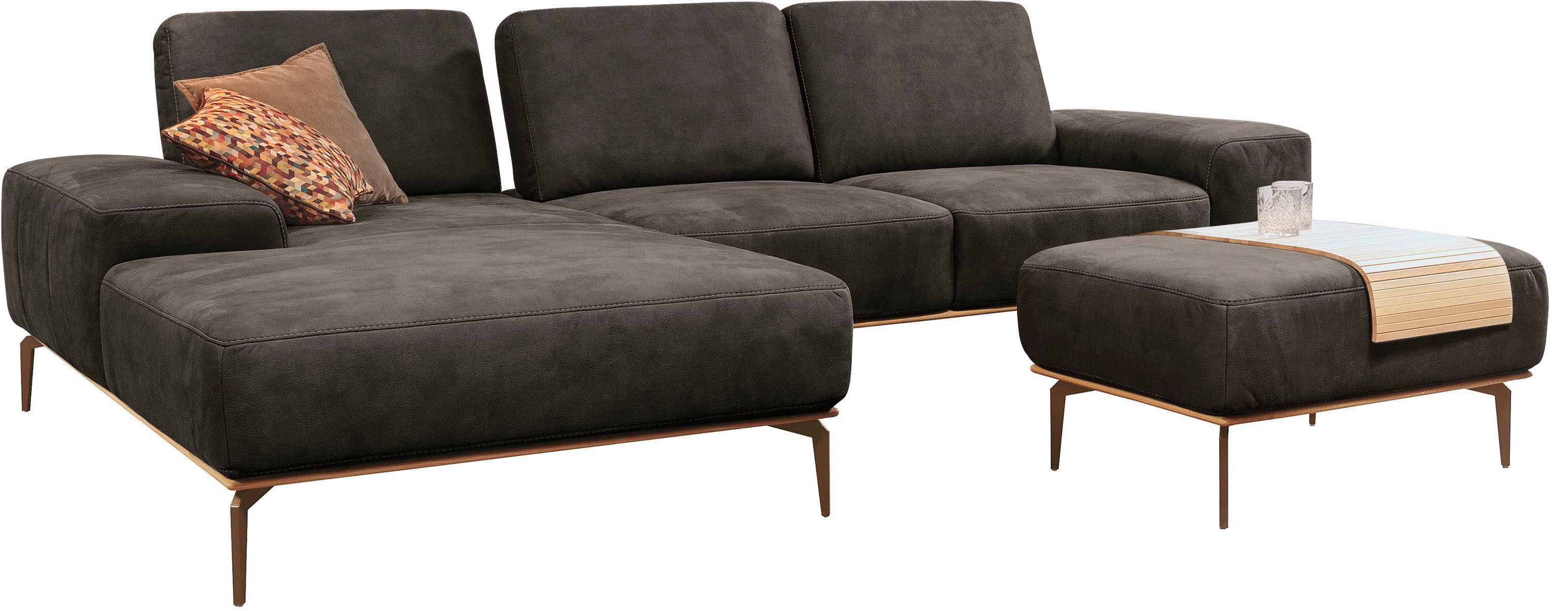 Thumbnail - W.SCHILLIG Polsterhocker "run" mit Holzsockel, Füße in Bronze pulverbeschichtet, Breite 75 cm