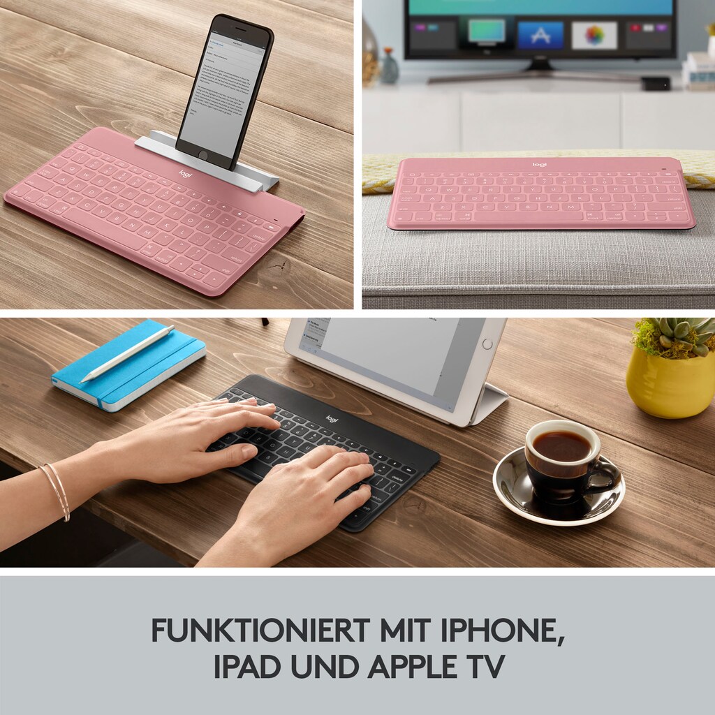 Logitech Apple-Tastatur »Keys-To-Go«, (iOS Sondertasten-Multimedia-Tasten-Lautstärkeregler-USB-Anschluss)