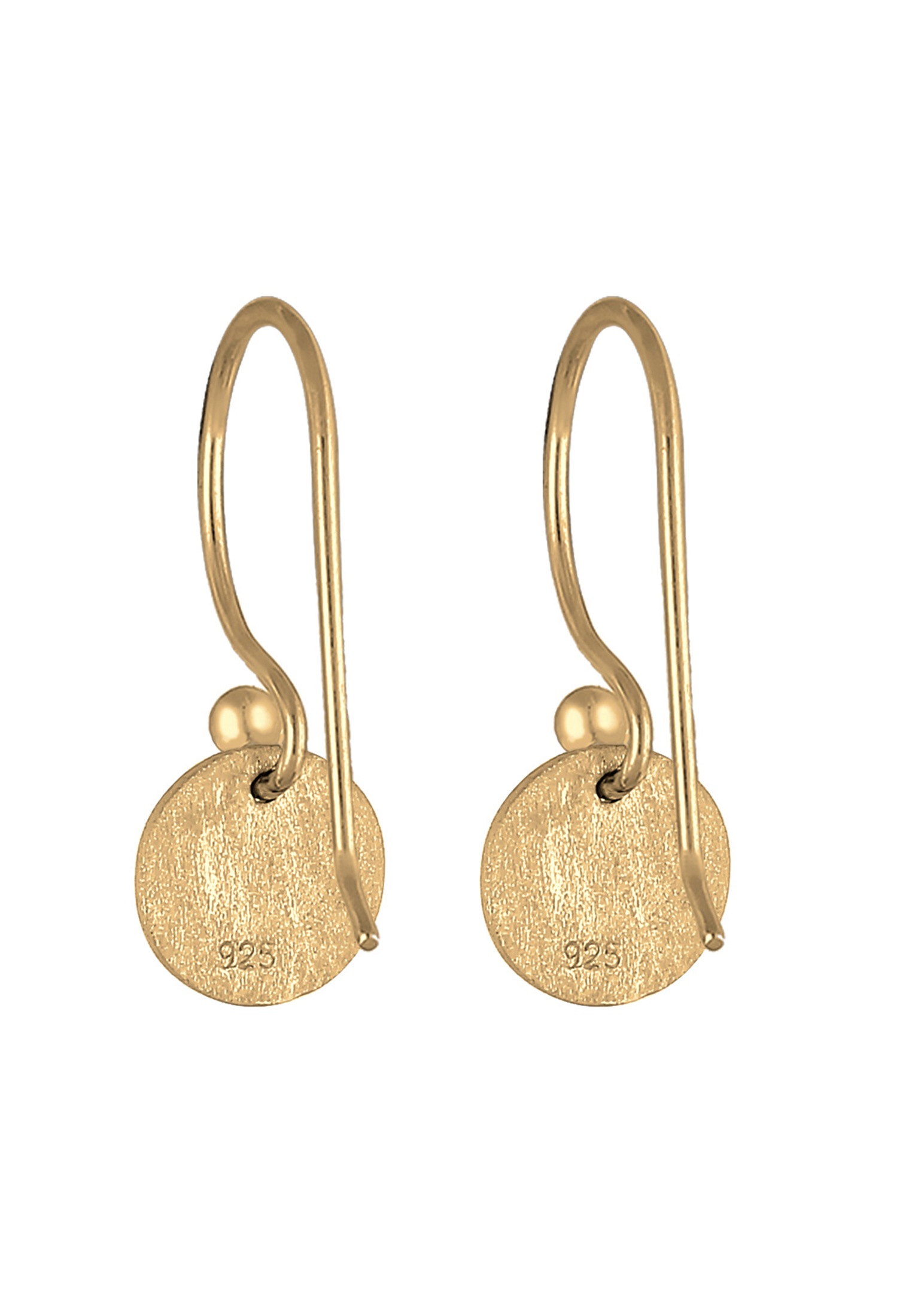 Paar Ohrhänger ELLI "Ohrhänge Plättchen Kreis Matt Schmuck Geschenk 925 Silber", gold, Ohrringe, Damen, onesize, ohne Stein, Silber 925 (Sterlingsilber) 3