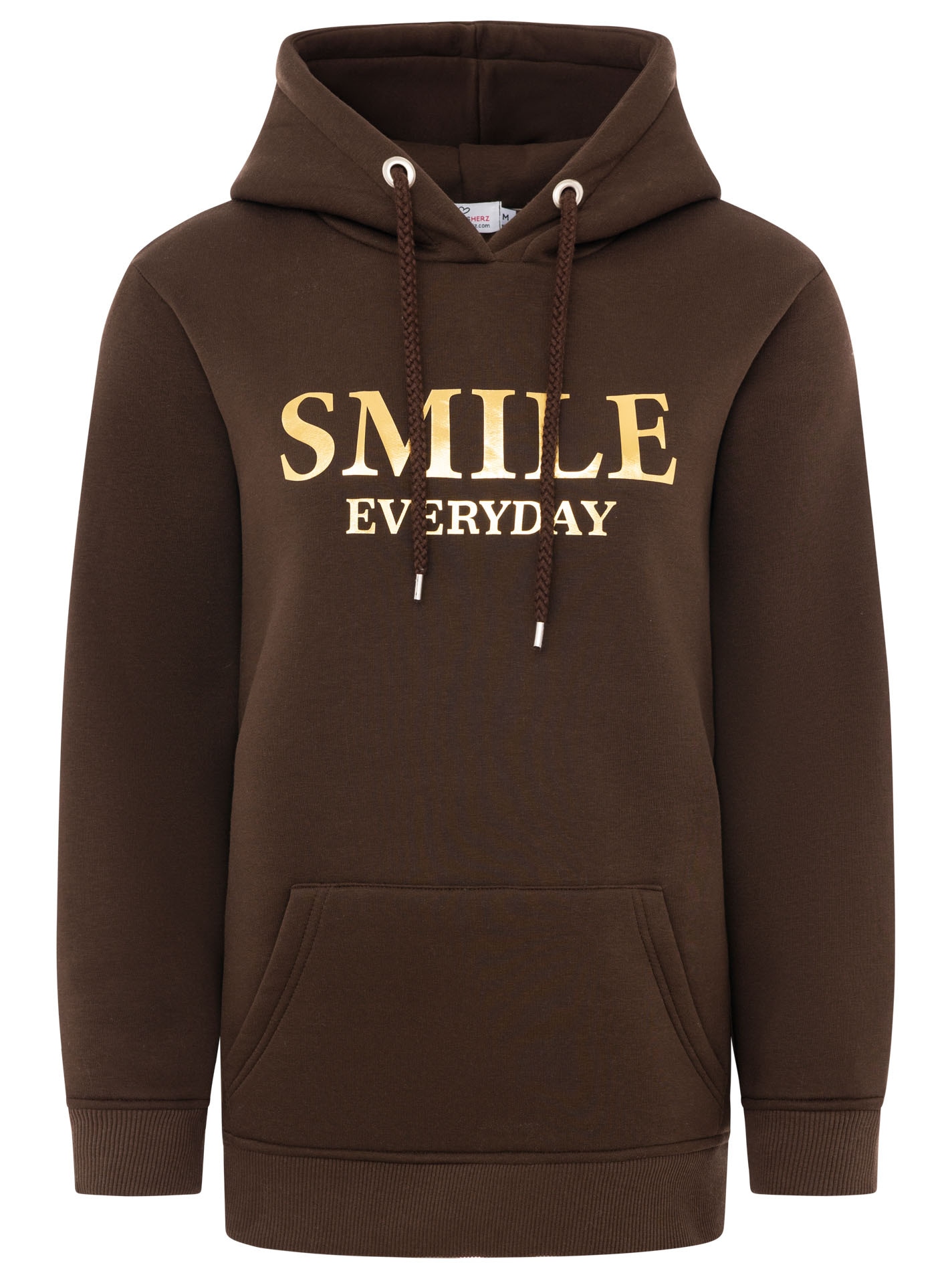 Zwillingsherz Hoodie »"Smile Sparkle"«, glänzender Print, Fronttasche, Kapuze, Daumenloch
