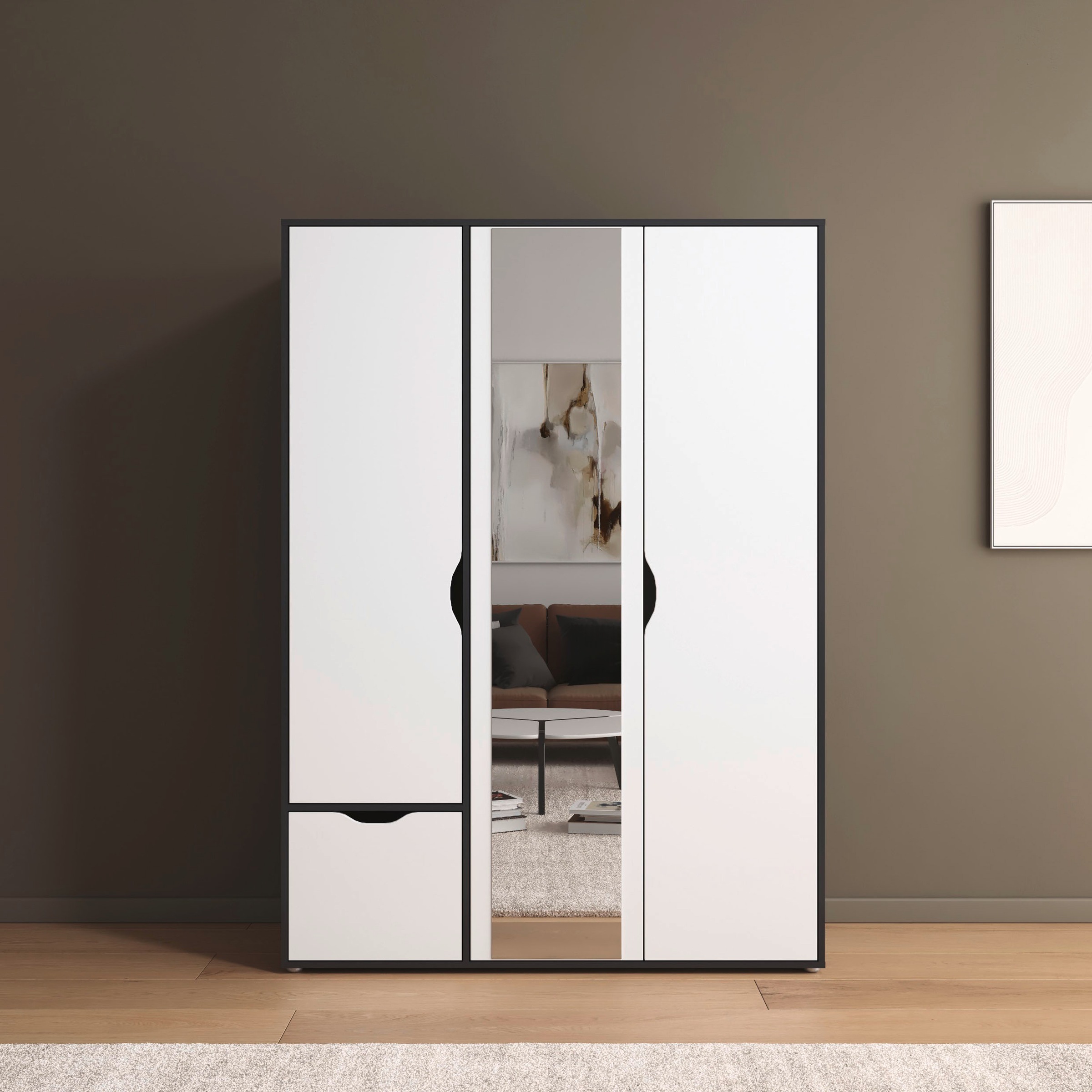 rauch Drehtürenschrank »Kleiderschrank Schrank Garderobe Wäscheschrank NARAI mit Schubladen«, (in 3 verschiedenen Ausstattungen BASIC/CLASSIC/PREMIUM), Griffausfräsungen für eine grifflose Optik TOPSELLER MADE IN GERMANY