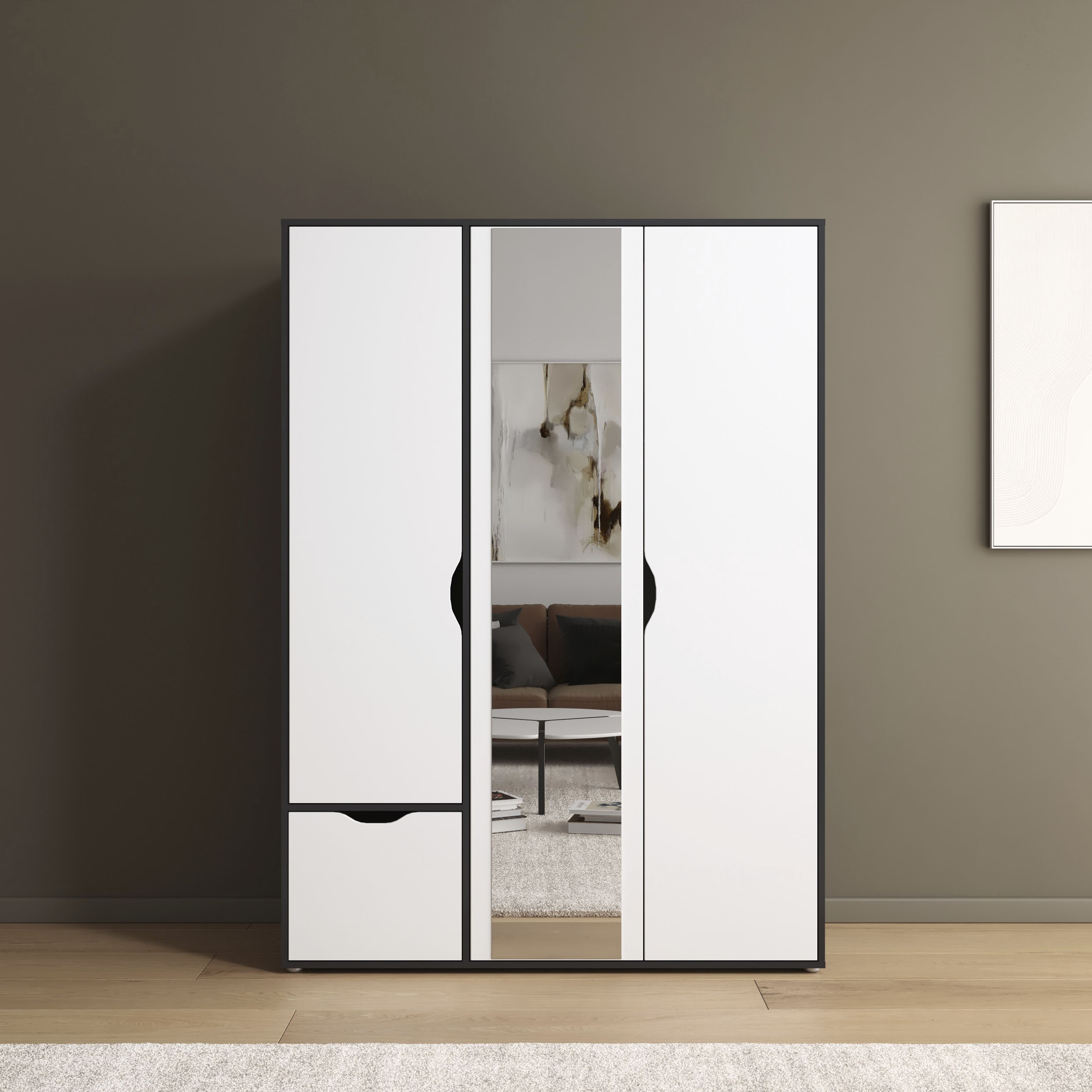 rauch Drehtürenschrank "Kleiderschrank Schrank Garderobe Wäscheschrank NARAI mit Schubladen" in 3 verschiedenen Ausstattungen BASIC/CLASSIC/PREMIUM, Griffausfräsungen für eine grifflose Optik TOPSELLER MADE IN GERMANY