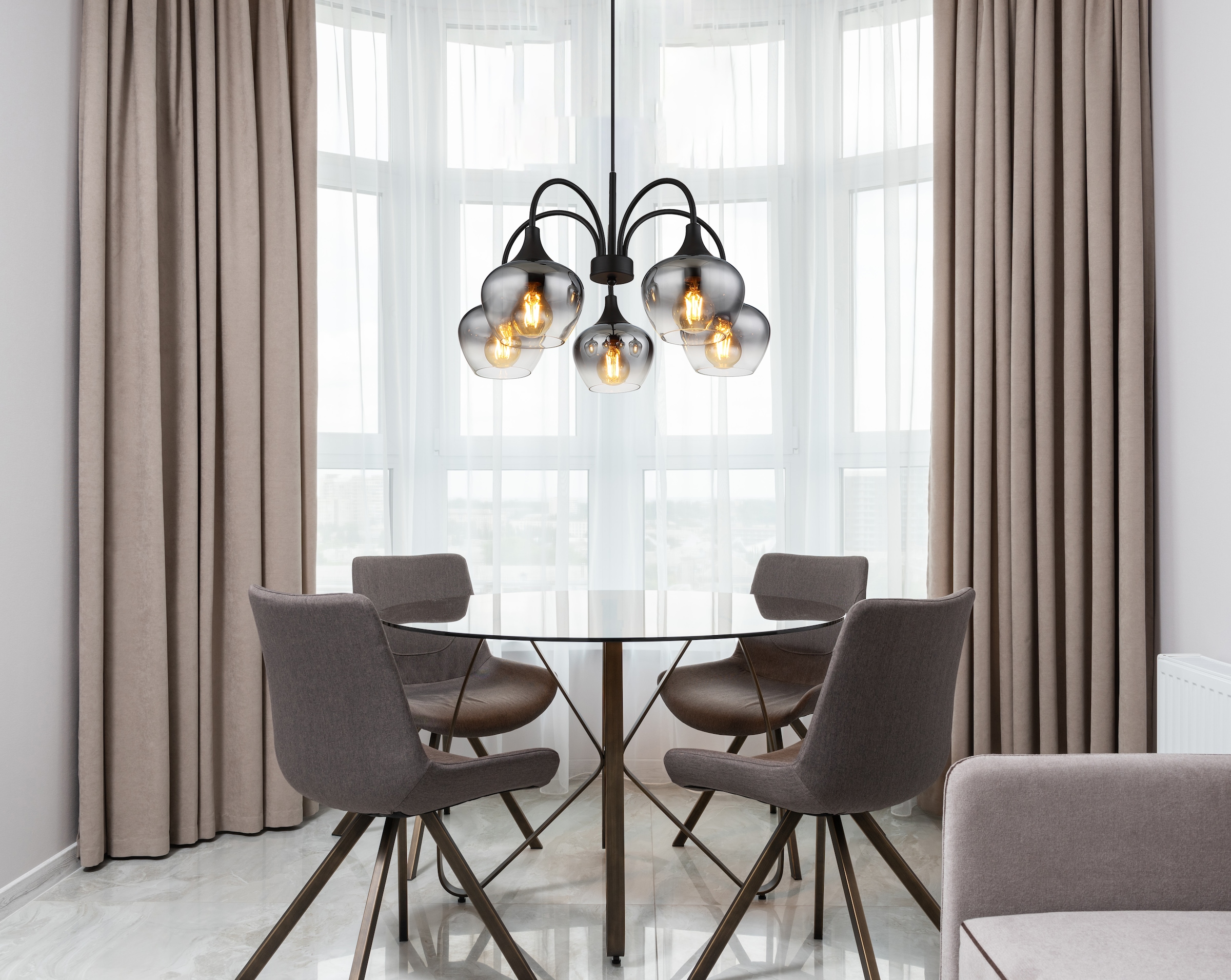 GLOBO LIGHTING Hängeleuchte »MAXY«, Leuchtmittel E27 | ohne Leuchtmittel, Hängelampe/Pendelleuchte/Glas rauchfarben/Höhe kürzbar/Esstisch