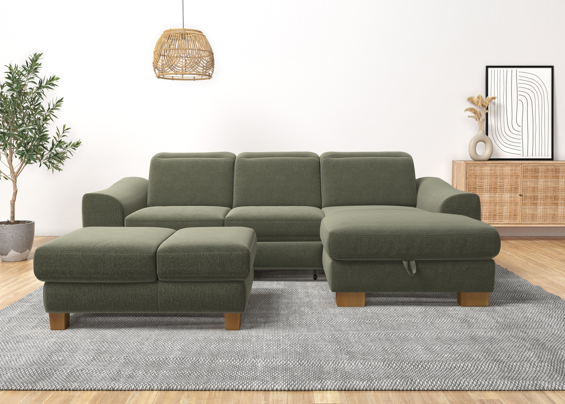 Home affaire Ecksofa "Dundee L-Form" wahlweise mit Kopfteilverstellung und zusätzlich mit Schlaffunktion