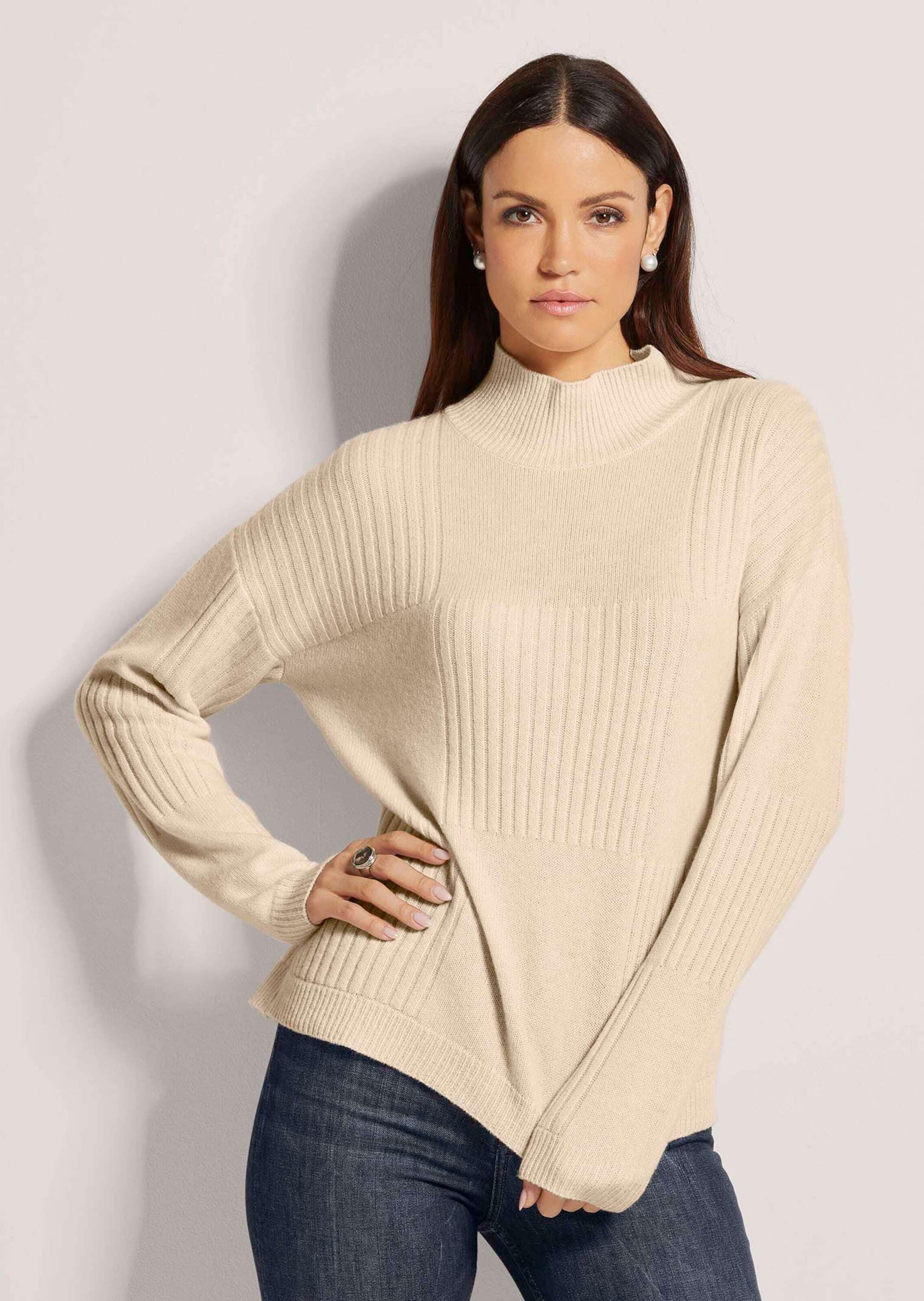 MADELEINE Longpullover »Pullover Stehkragen-Pullover aus Schurwolle«