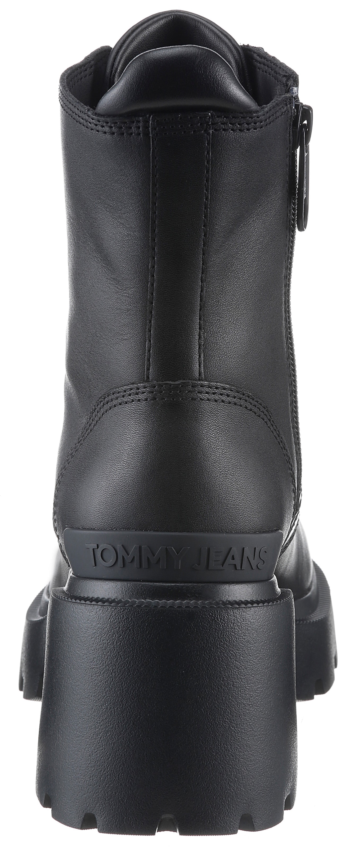 Tommy Jeans Schnürstiefelette »TJW MID HEEL BOOT LEATHER«, Blockabsatz, Plateau, Schnürboots, Chunkyboots mit Label