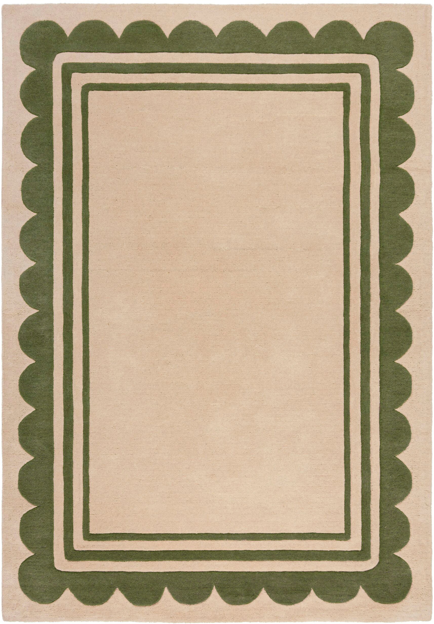 FLAIR RUGS Wollteppich "Lois mit Jakobsmuschelbordüre" rechteckig 7 mm Höhe günstig online kaufen