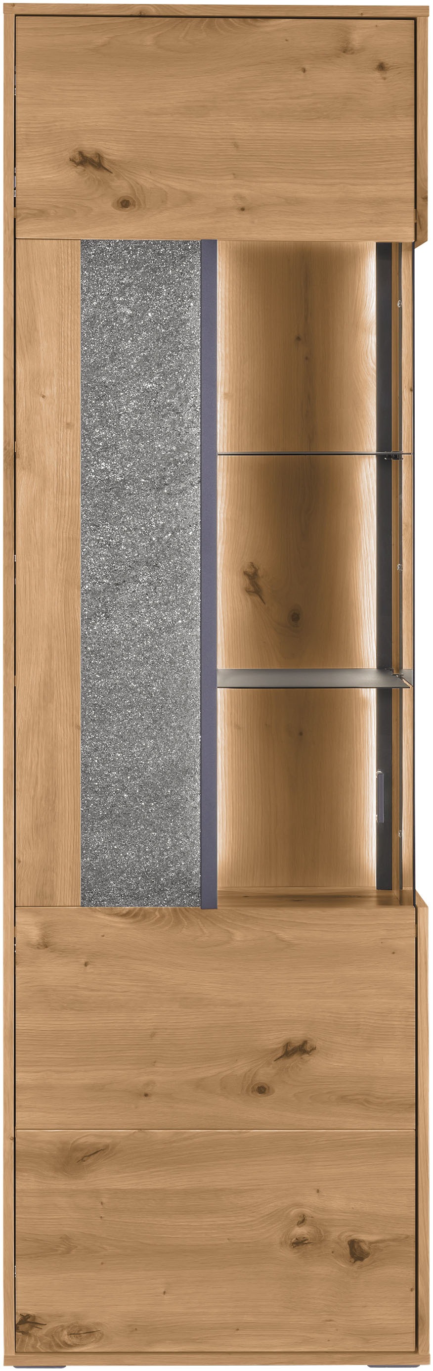 set one by Musterring Vitrine »Deltona« mit Sandsteinelement, inkl. Beleuchtung, zwei Farben, B64 x H204 cm