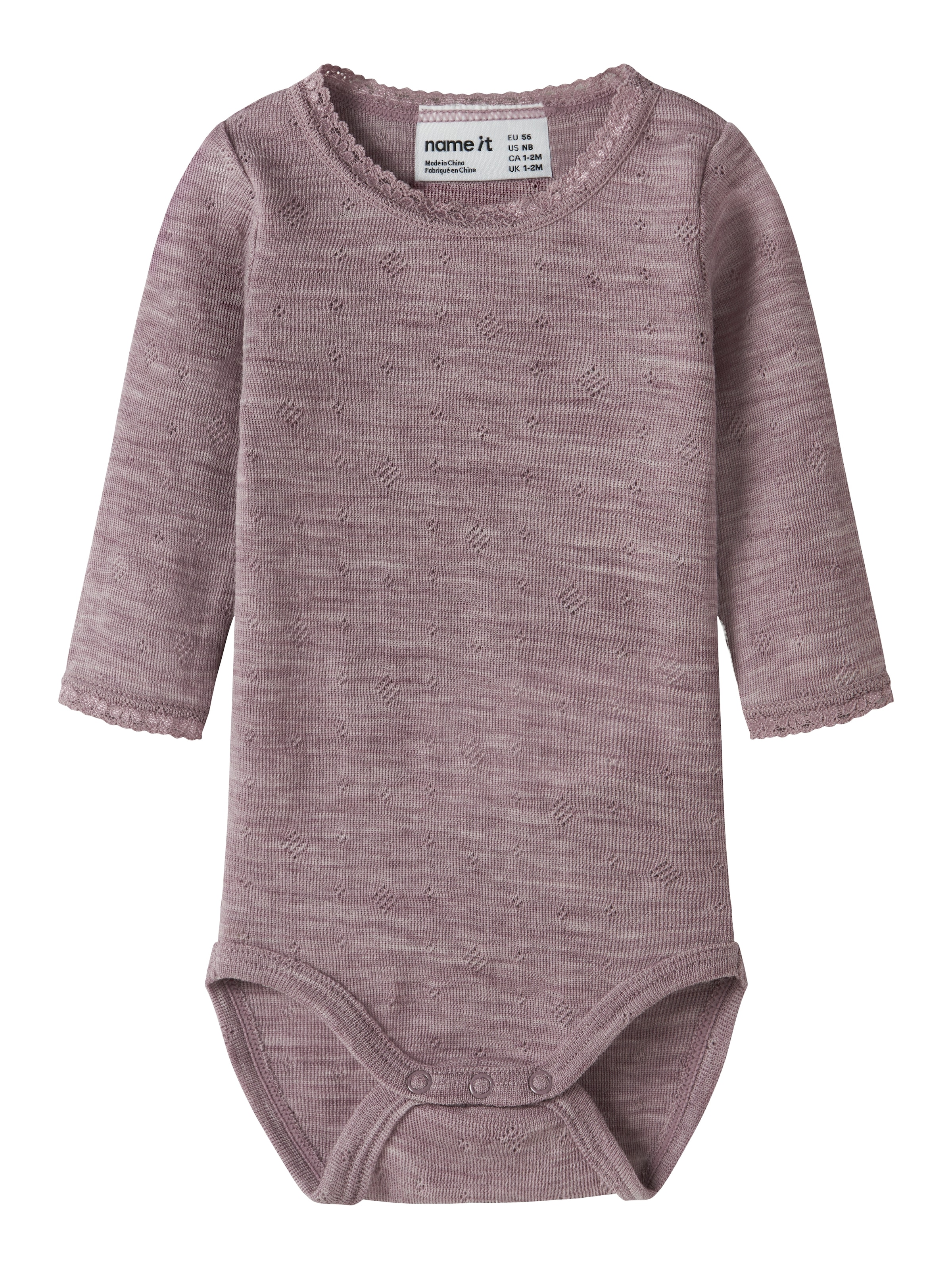 Name It Langarmbody "NBFWANG WOOL NEEDLE LS BODY SOLID NOOS" aus reiner Merinowolle