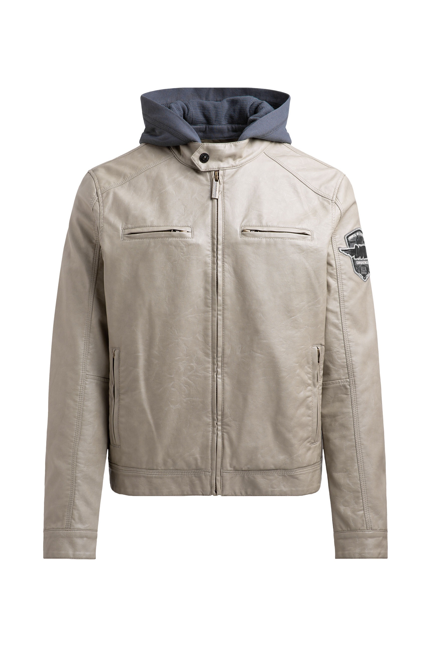 CAMP DAVID Lederimitatjacke mit Kapuze mit abtrennbarer Kapuze