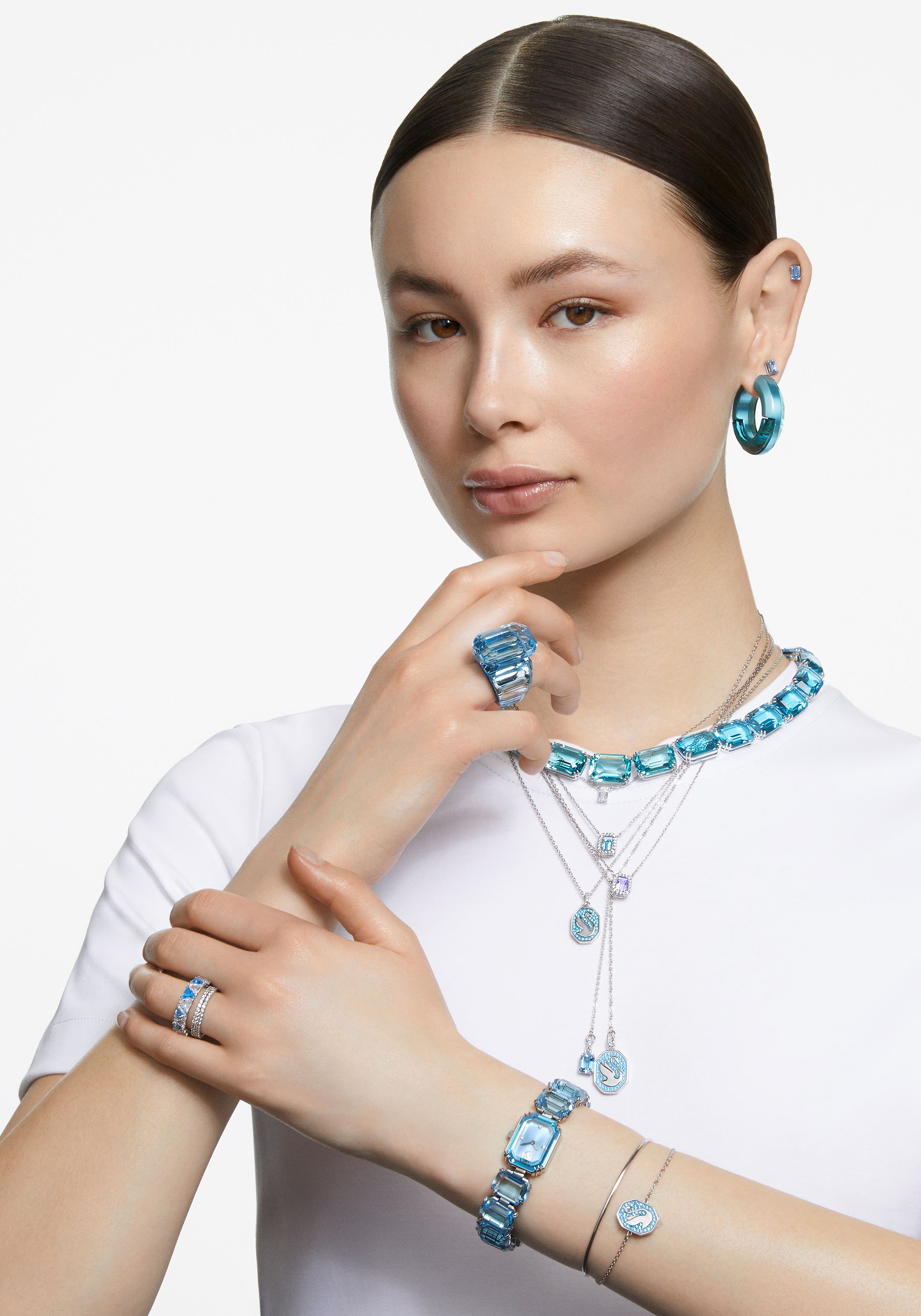 Swarovski Kette mit Anhänger »Millenia Halskette im Lagenlook, 5640557«, mit Swarovski® Kristall