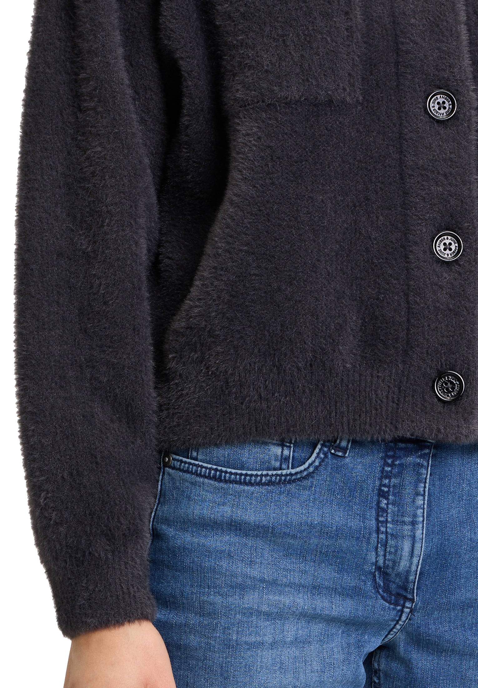 Amber & June Strickjacke »Amber & June Damen Winter-Strickjacke«, Taschen