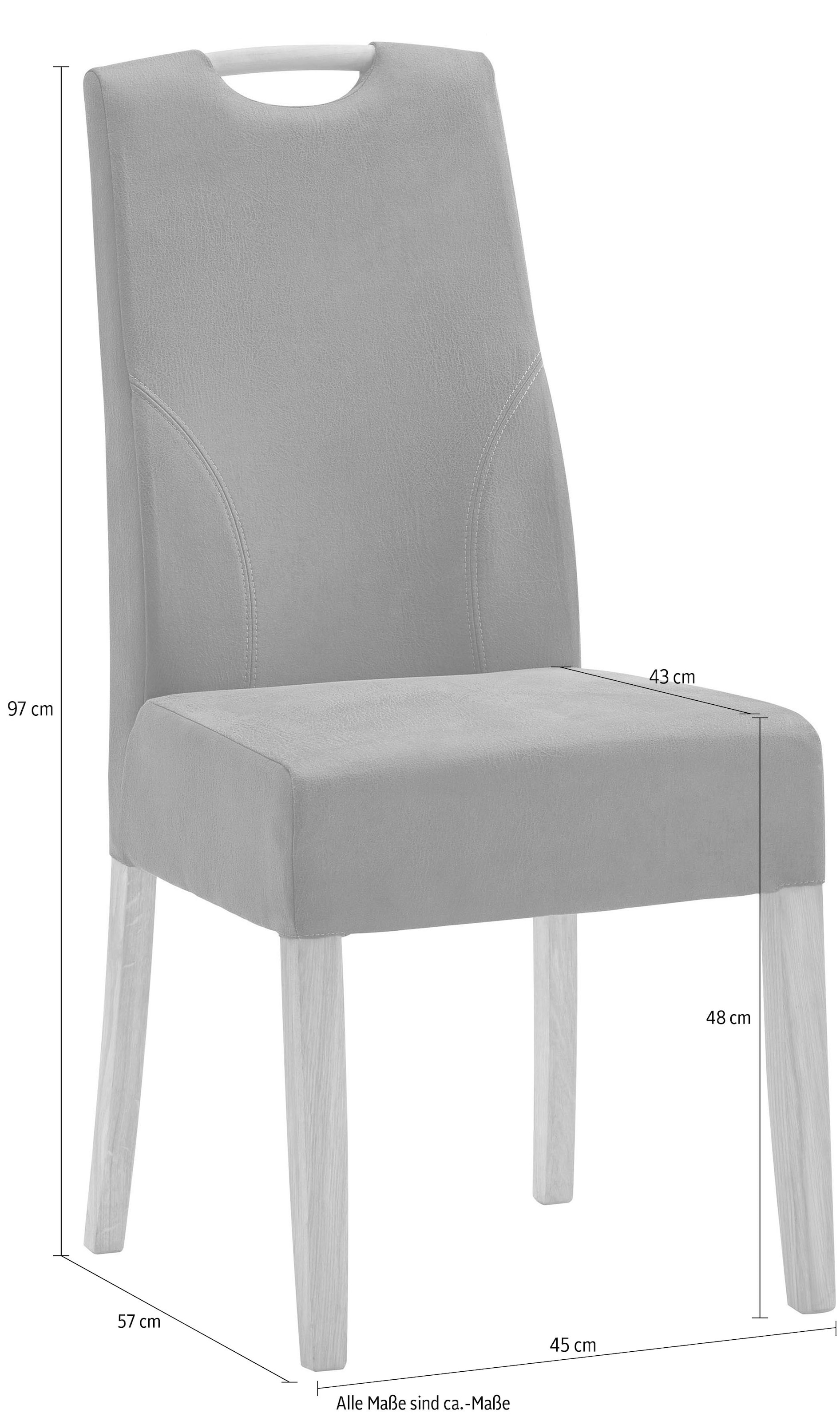 NIEHOFF SITZMÖBEL Esszimmerstuhl »Top Chairs«, Microfaser, Griff im Rücken, 2er-Set, Füße und Griff massive Eiche