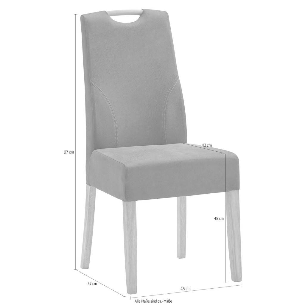 NIEHOFF SITZMÖBEL Esszimmerstuhl »Top Chairs«, Microfaser, Griff im Rücken, 2er-Set, Füße und Griff massive Eiche