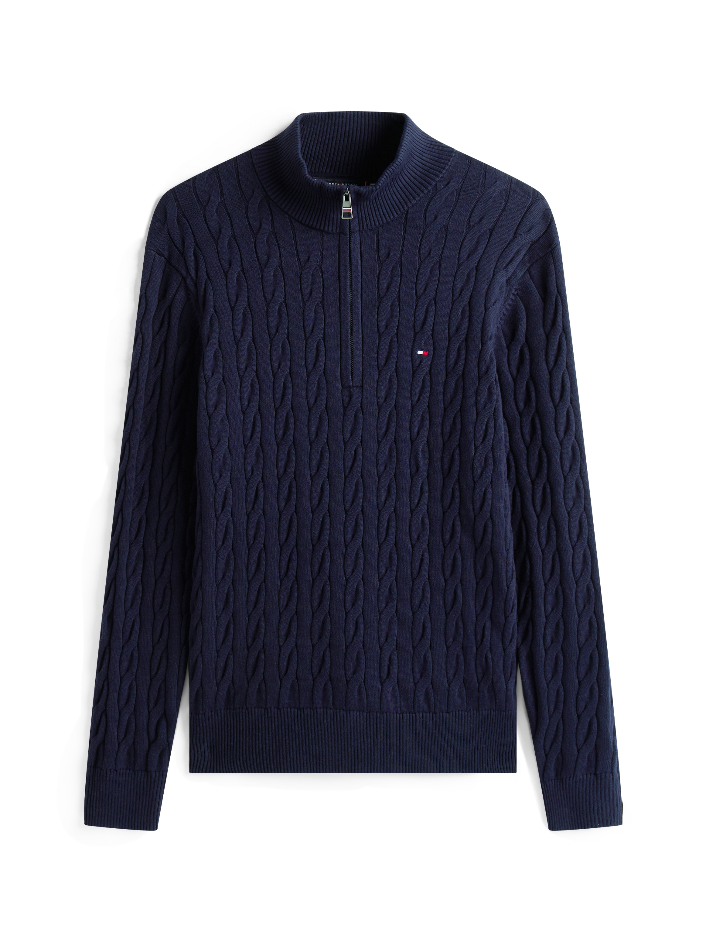 Tommy Hilfiger Strickpullover »CLASSIC COTTON CABLE ZIP MOCK«, mit modischem Zopfmuster