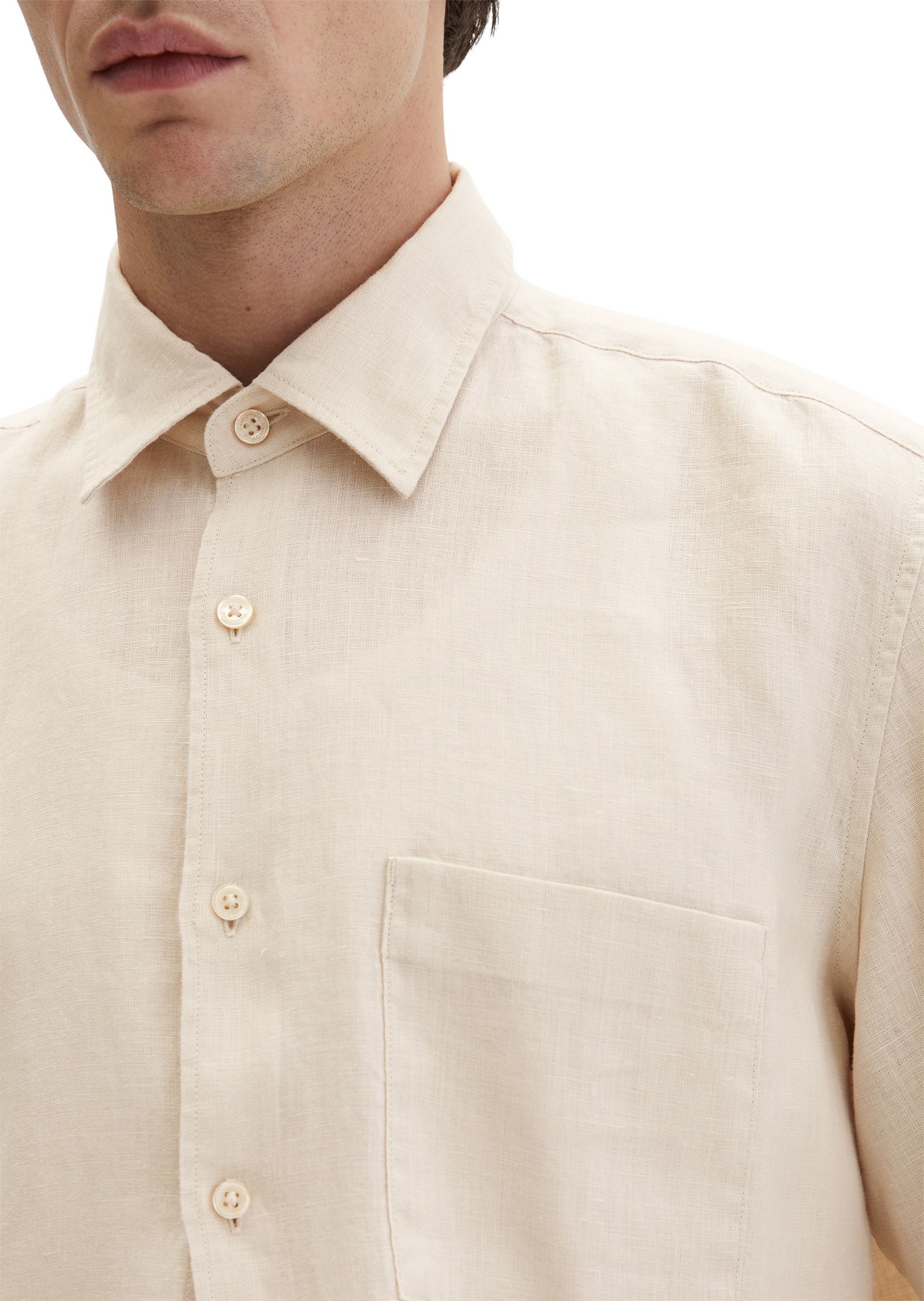 Marc O'Polo Linen Short Sleeve Shirt Light Oat M 3