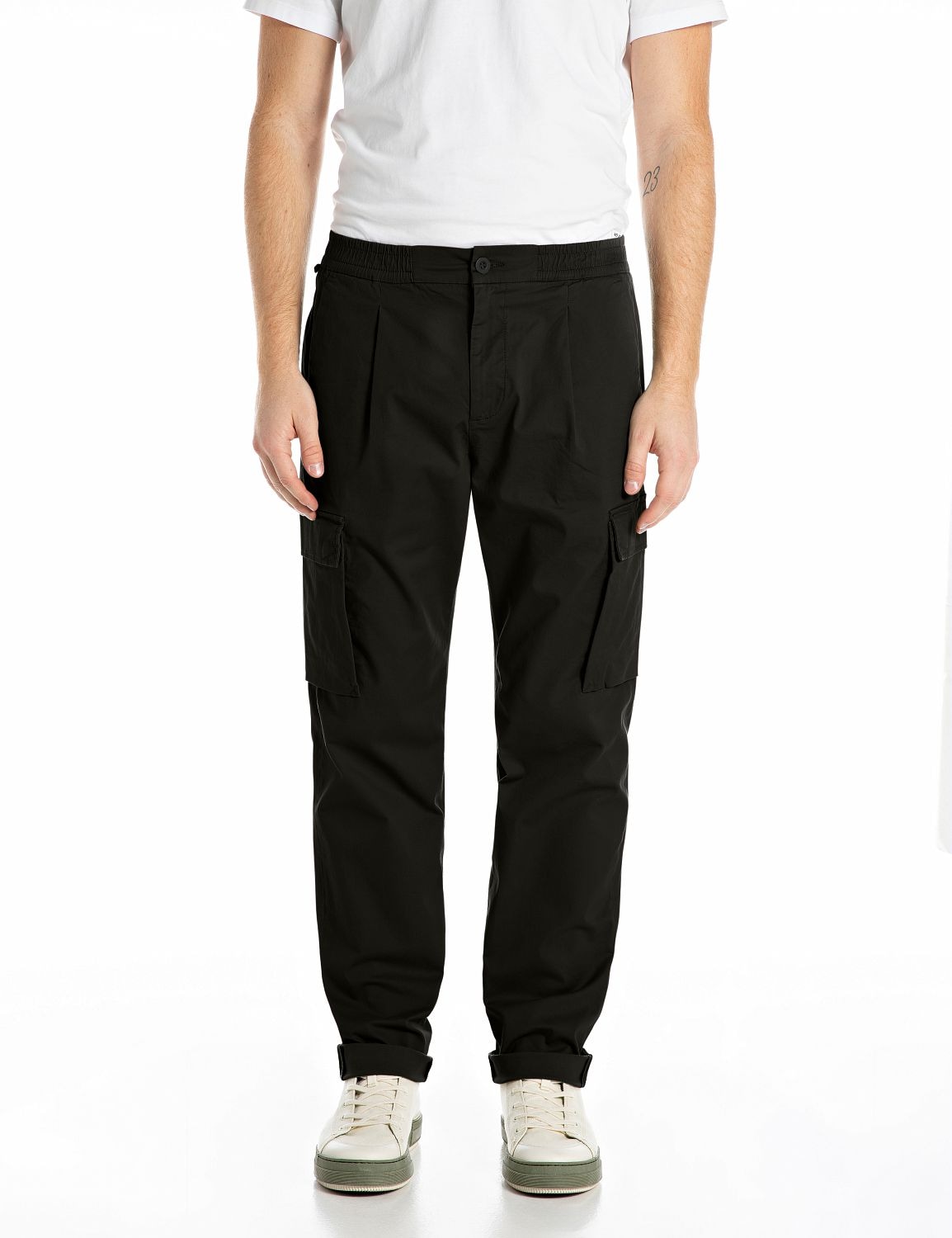 Replay Chinohose "Adhann" aus Twill mit Cargotaschen, Tapered Fit günstig online kaufen