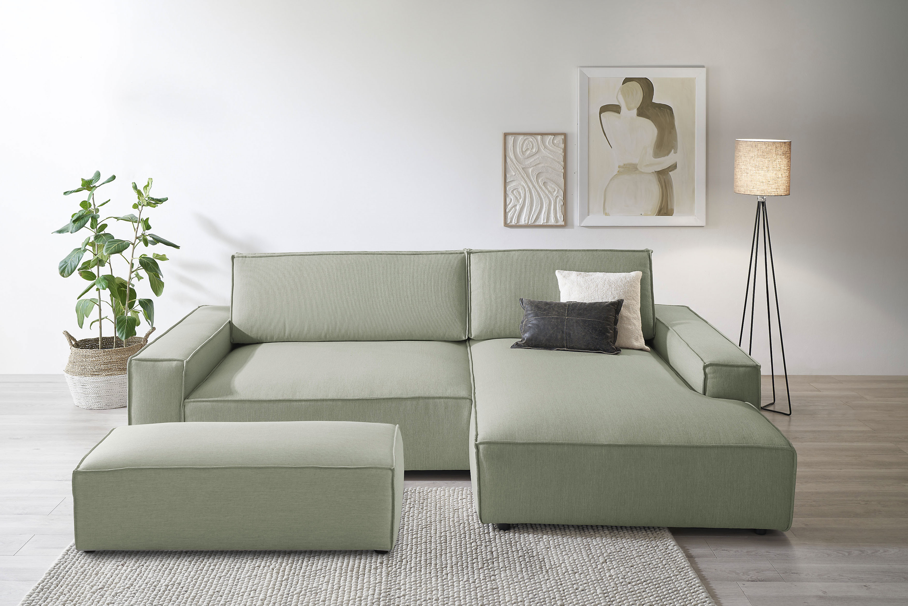OTTO home Polsterecke "SHERWOOD XXL tief, L-Form, Schlaffunktion, Bigsofa, Cord, Leinenoptik" stellbar zum Schlafsofa (Krokodilverbinder), Cord, Leinenoptik