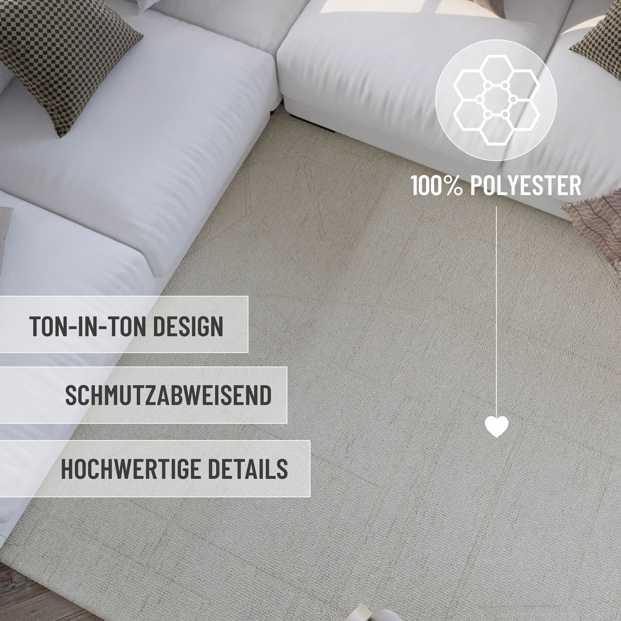 Wecon home Teppich »Hamptons TWENTYEIGHT«, rechteckig, 15 mm Höhe, Läufer, Kurzflor, Wohnzimmer, Schlafzimmer, elegant, robust, Linear
