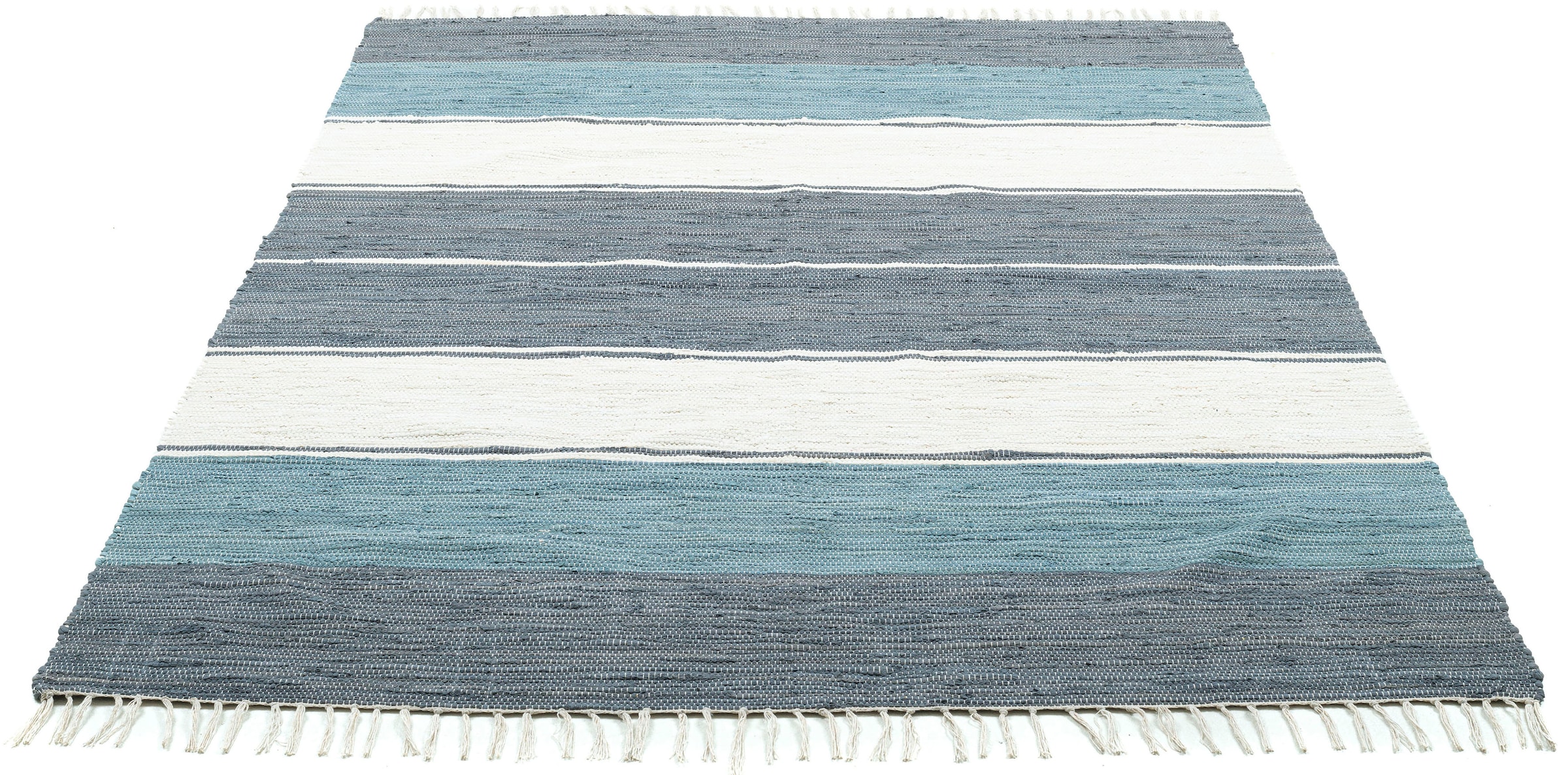 Teppich »Stripe Cotton«, rechteckig, Flachgewebe, gestreift, reine Baumwolle,...