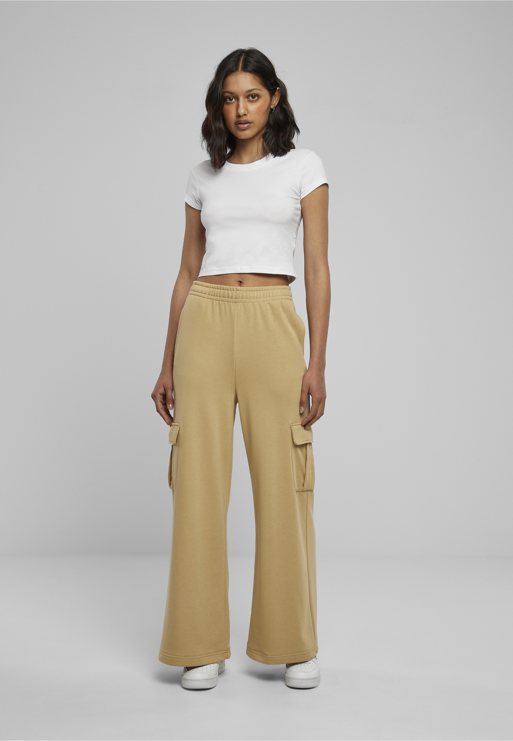 URBAN CLASSICS Cargohose »Urban Classics Damen Ladies Highwaist Wide Leg Cargo Terry Pants«