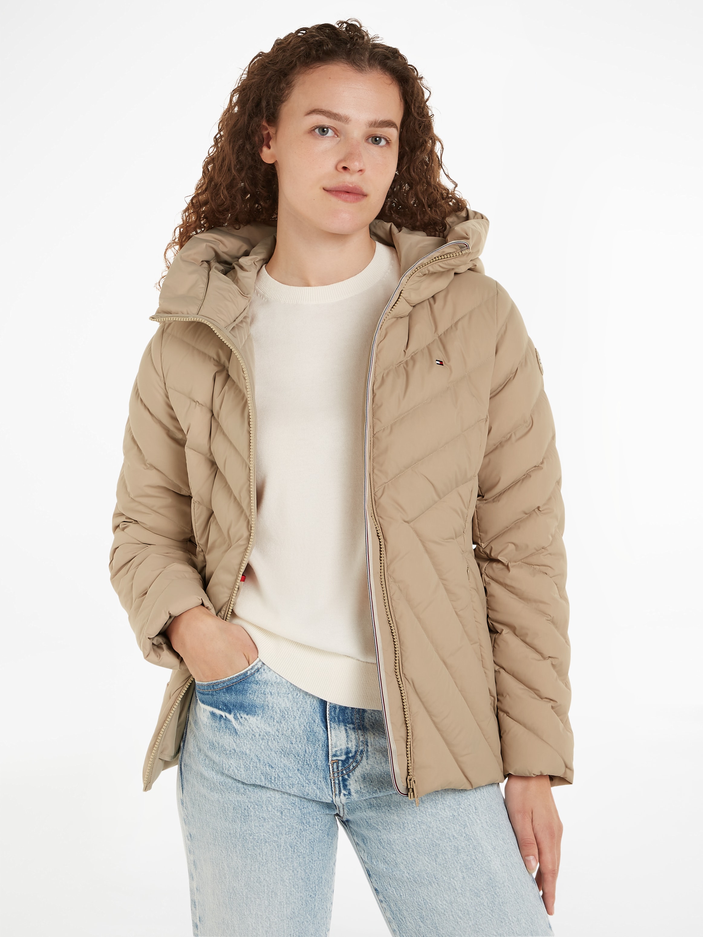 Tommy Hilfiger Steppjacke "CHEVRON MW PADDED JACKET", mit Kapuze, mit mitte günstig online kaufen