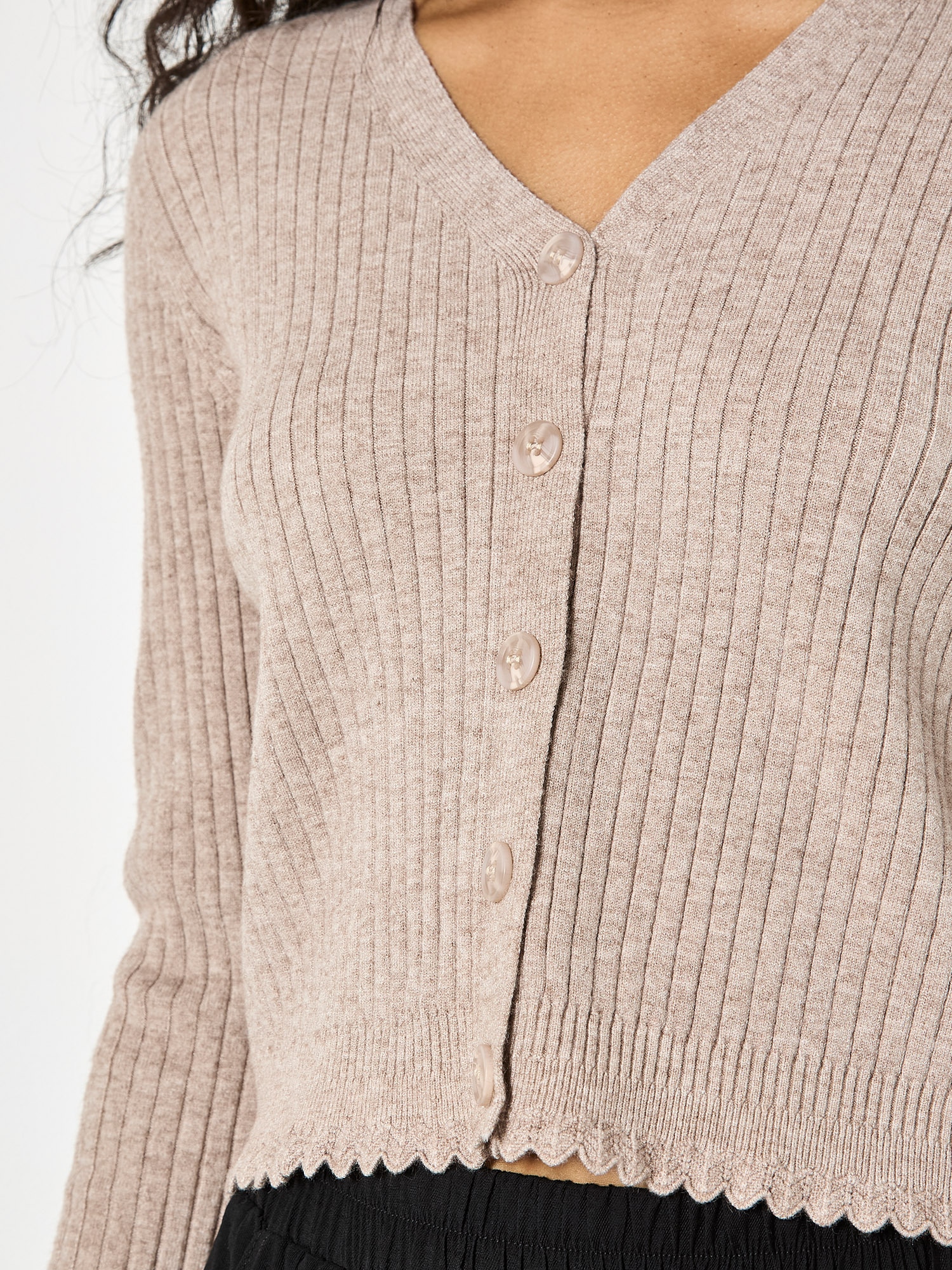 Apricot Cardigan »Gerippte Strickjacke mit Wellenkante« in unifarben