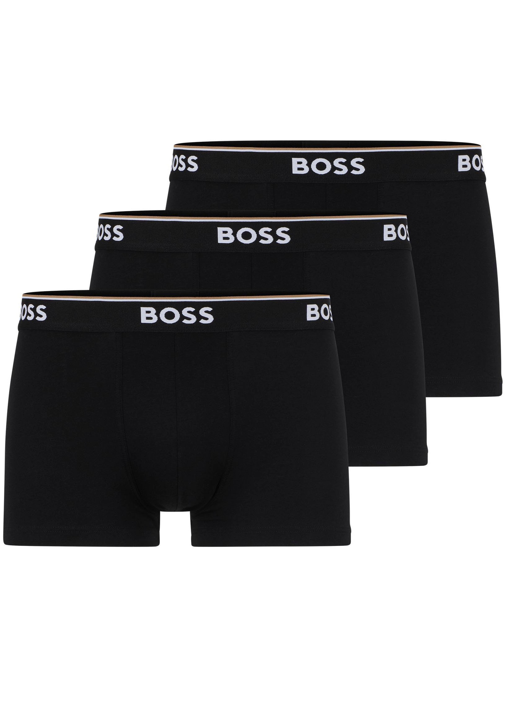 BOSS Herren Boxer "TRUNK 3 PACK", Gr. L, schwarz, Jersey, Obermaterial: 95% Baumwolle, 5% Elasthan, unifarben, Unterhosen, BOSS Schriftzug auf dem