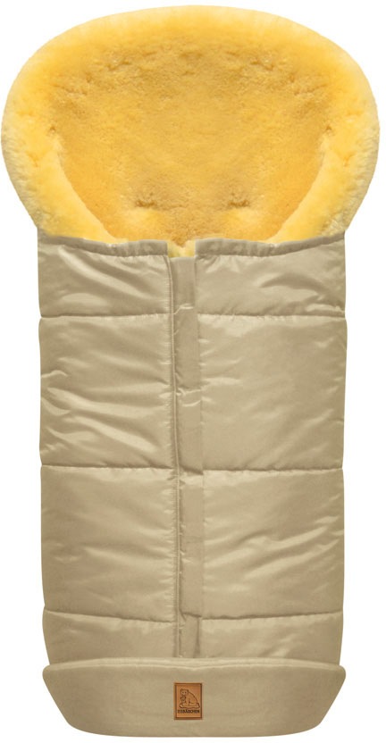 Heitmann Felle "Eisbärchen - Lammfell Winterfußsack - Premium Qualität" mit echtem Lammfell, für Kinderwagen & Buggy, 6 Gurtschlitze, waschbar