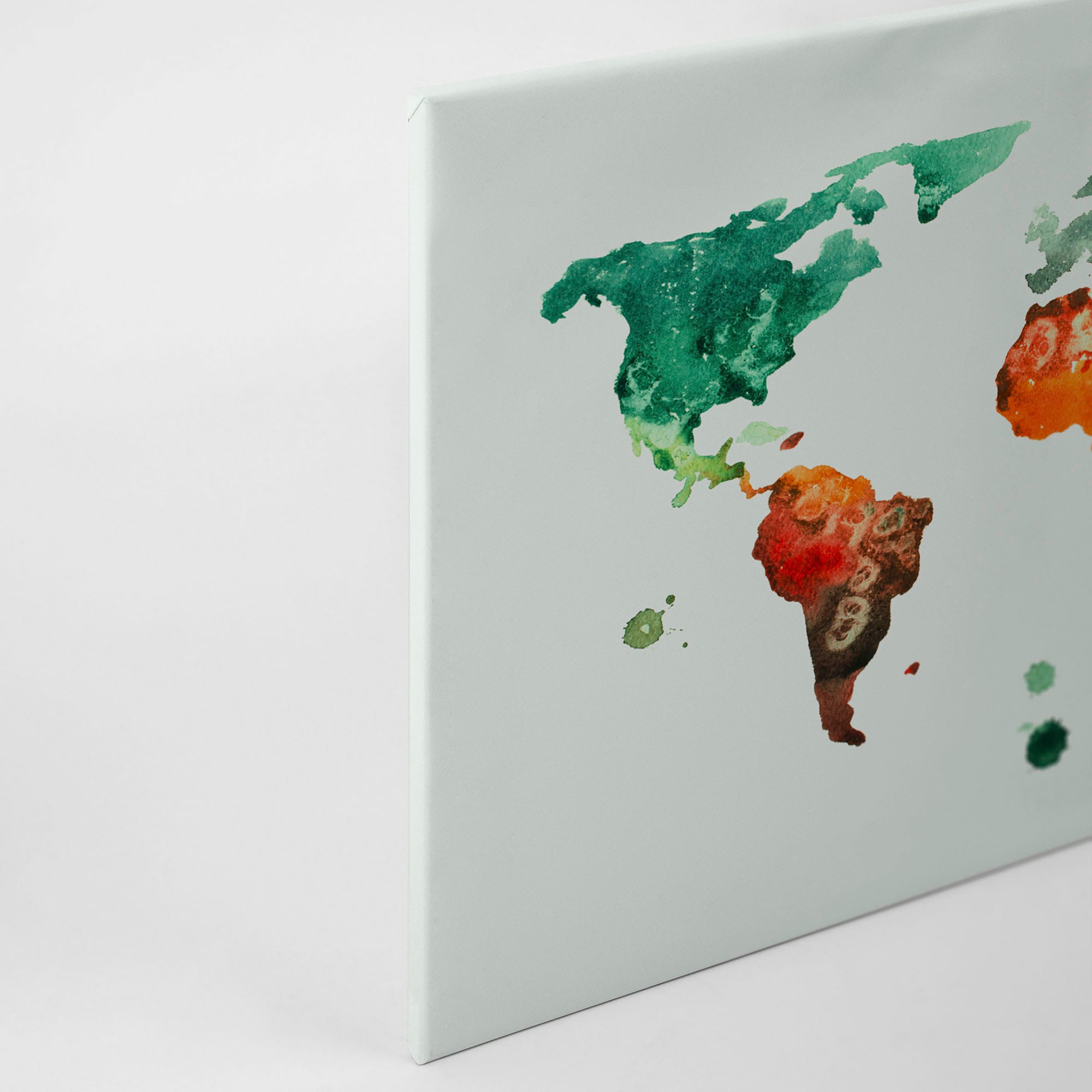 A.S. Création Leinwandbild »Colourful World 3«, Kunst-Weltkarte-Kinder, (1 St.), Atlas Weltkarte Bunt Aquarell Keilrahmen Leinwand-Bild Wohnzimmer Wand