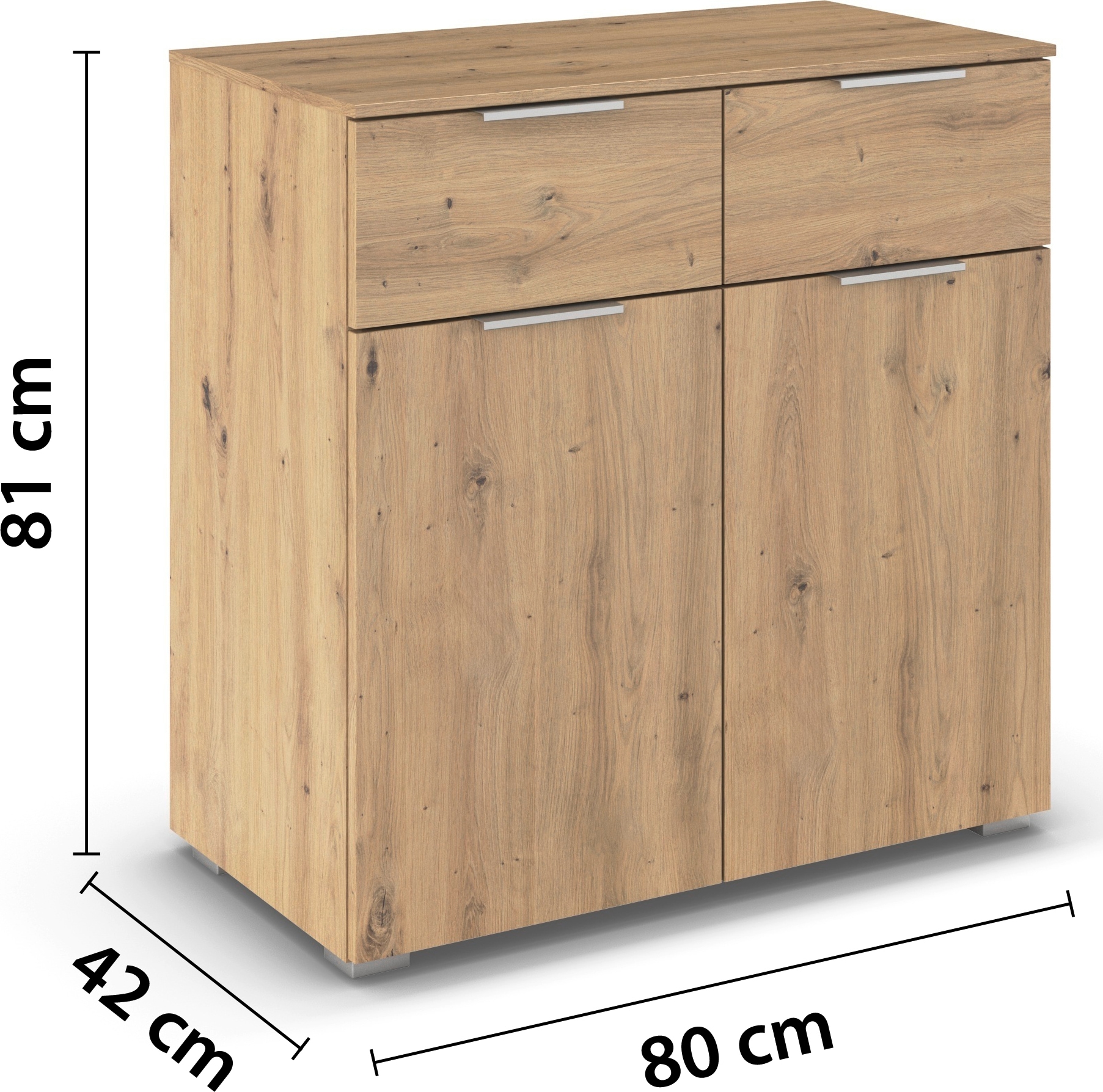 OTTO home Kombikommode »Kommode Sideboard Schubladenkommode Schlafzimmerkommode CORTONA« Breite 80 cm inkl. SOFT-CLOSE-FUNKTION, mit moderner Dekor-Front,  mit 2 Schubladen und 1 verstellbaren Einlegeboden MADE IN GERMANY