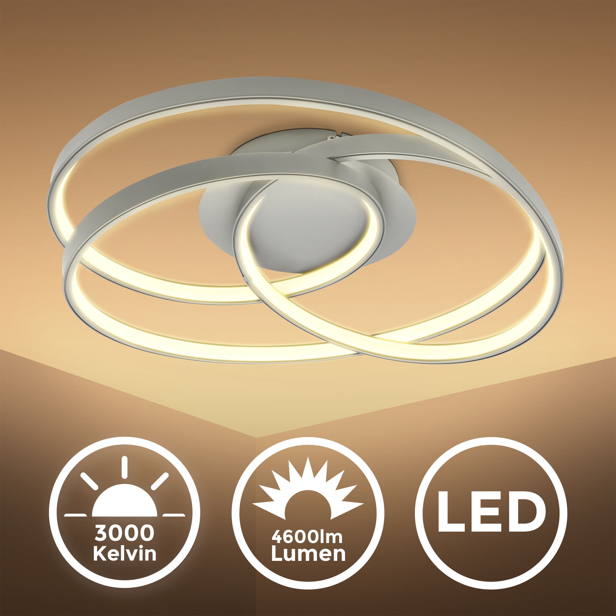 LED Deckenleuchte »LED Frame-Deckenlampe, Ringleuchte, Silber, 3.000K«, 1...