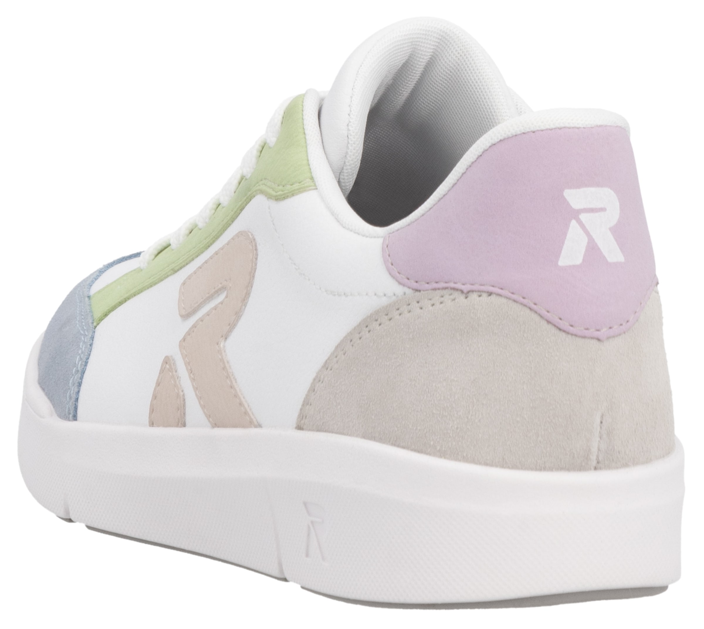 RIEKER Sport Plateausneaker, Schnürschuh, Halbschuh, Freizeitschuh mit pastellfarbenen Akzenten