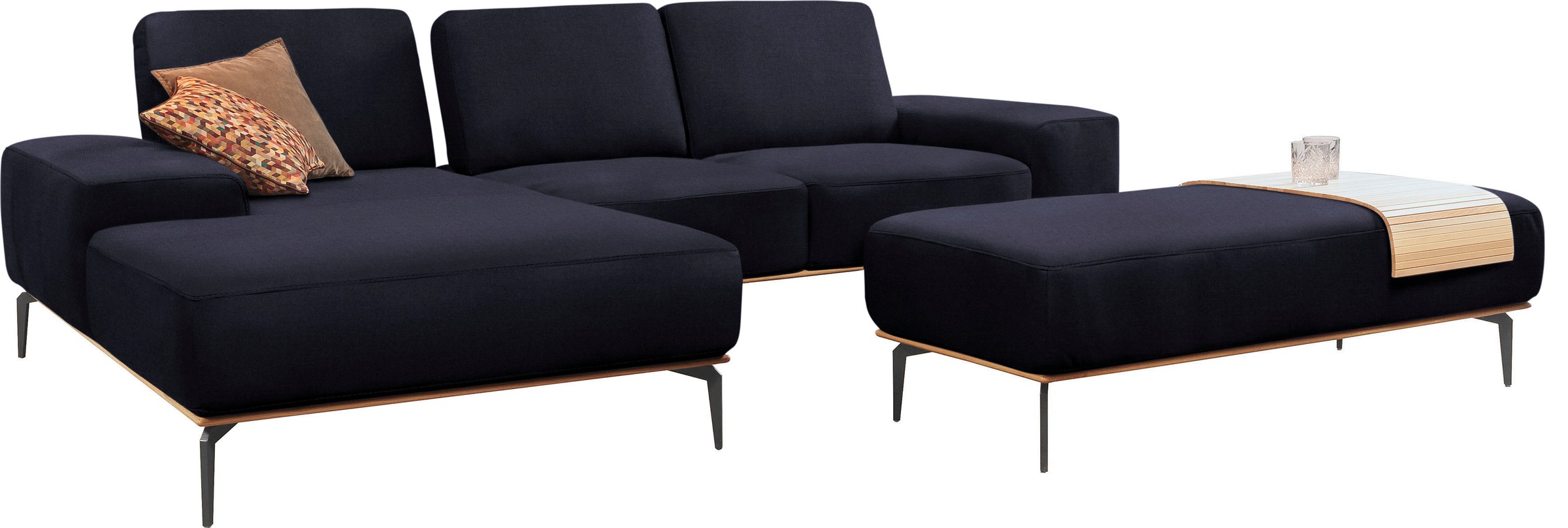 Thumbnail - W.SCHILLIG Ecksofa "run, Designsofa mit tollem Sitzkomfort, bequem, L-Form", mit Holzsockel, Füße in Schwarz pulverbesch...