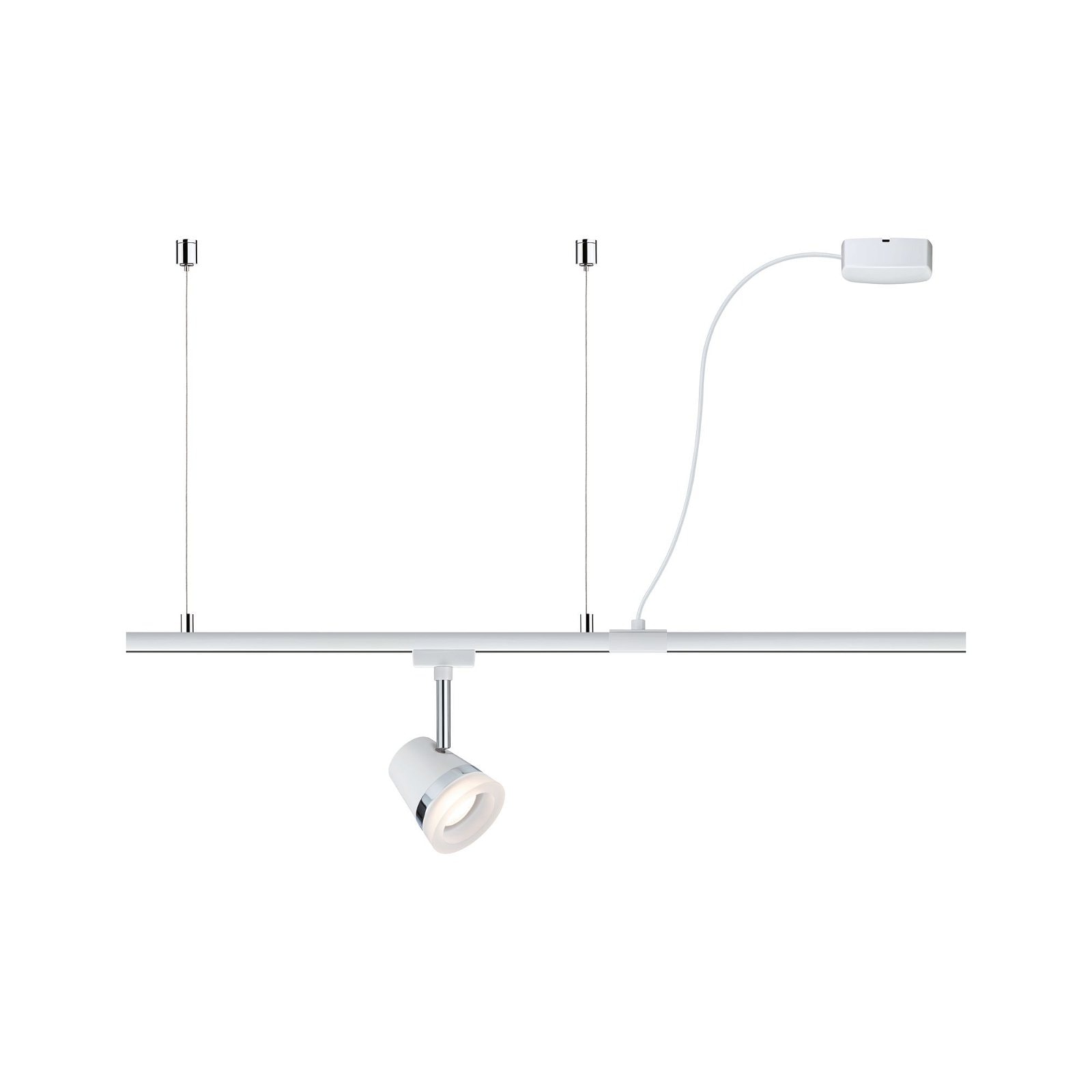 PAULMANN Schienensystem-Einspeiser "URail Einspeisung Kabel 2m max. 1.000W", B:8cm H:3cm L:0,2cm T:8cm, weiß, Stromschienensysteme