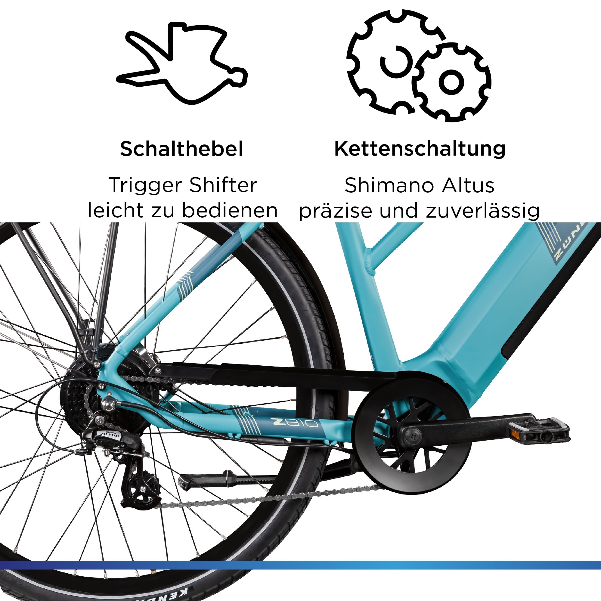 Zündapp »Z810« 8 Gang Shimano Altus RD-M310 Schaltwerk Kettenschaltung Heckmotor 250 W