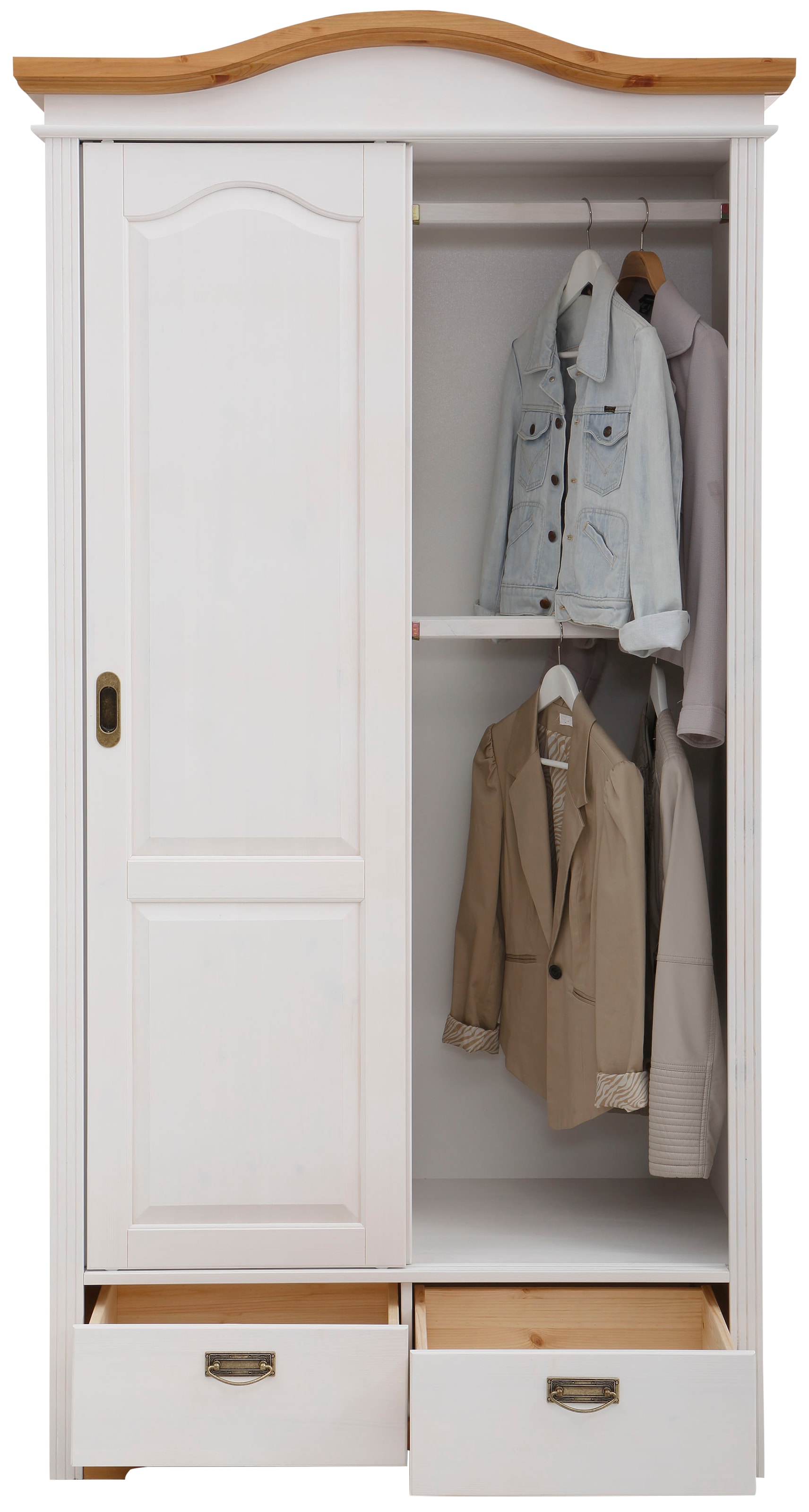 Home affaire Schiebetürenschrank »Konrad«, (B/H/T ca. 111/207/64 cm), Breite 111 cm, aus massiver, FSC®-zertifizierter Kiefer