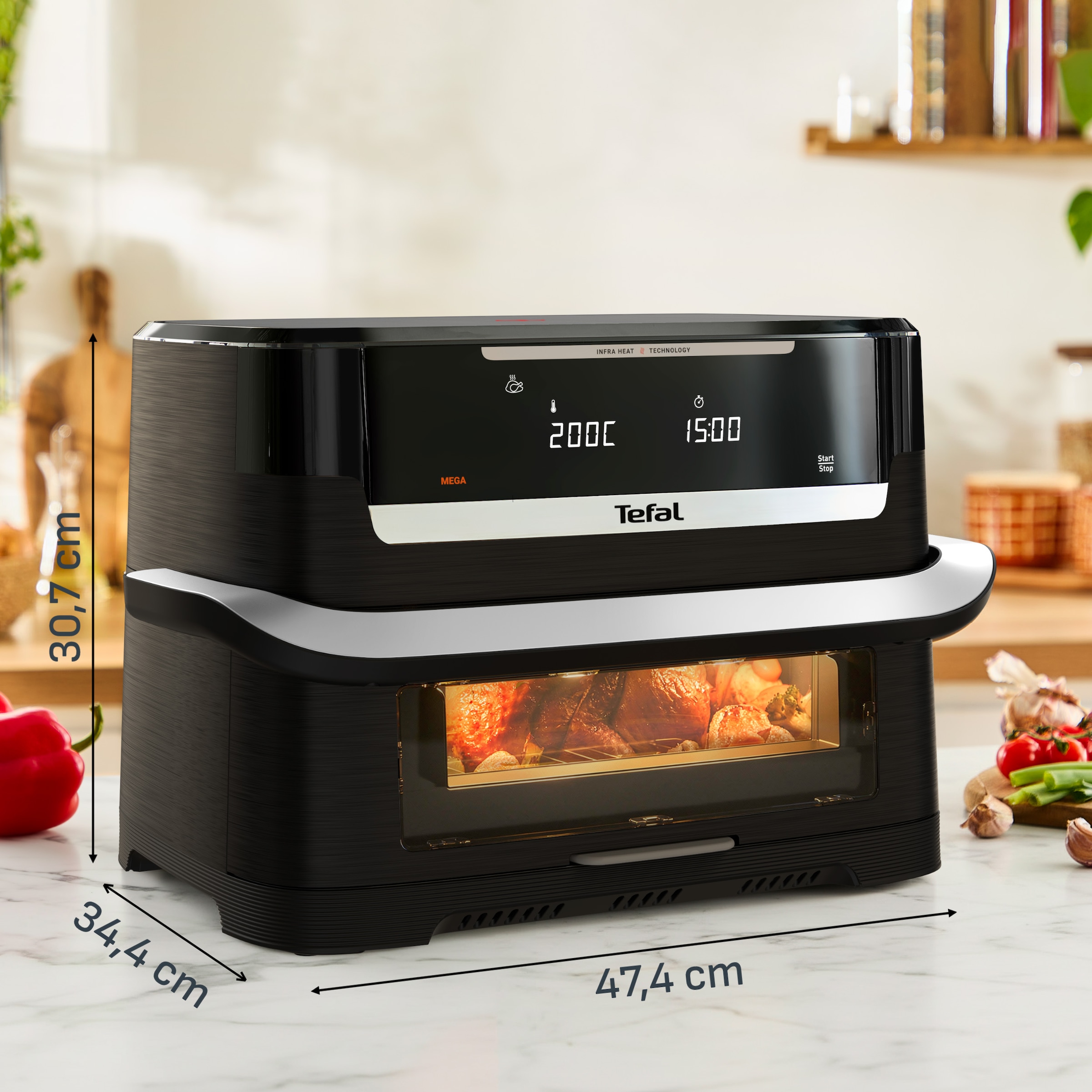 Tefal Heißluftfritteuse »Ever Fry Dual Flex, FlexCook Doppelkammer, XXL Fassungsvermögen« 2700 W bis zu 4x schneller, für bis zu 8 Portionen, EY9288