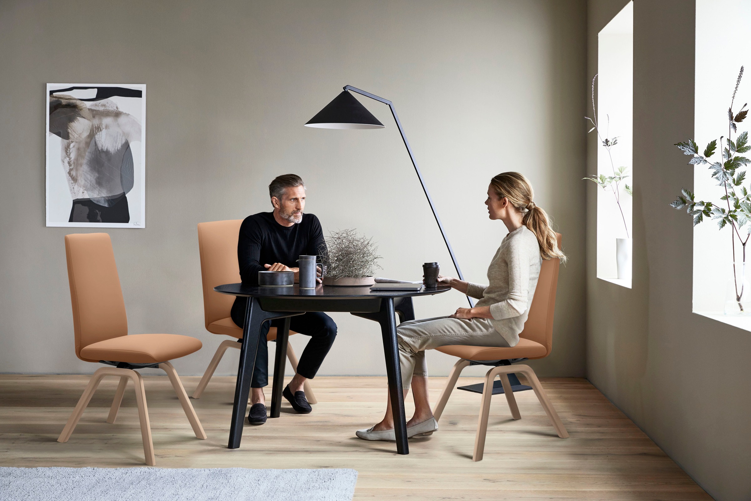 Stressless® Polsterstuhl »Laurel«, Leder PALOMA, High Back, Größe L, mit schräggestellten Beinen in Eiche gekalkt