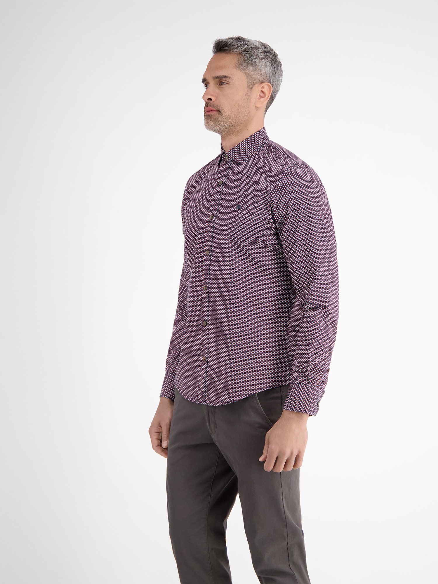 Thumbnail - LERROS Langarmhemd "LERROS Herrenhemd mit Haifischkragen, dezent gemustert"