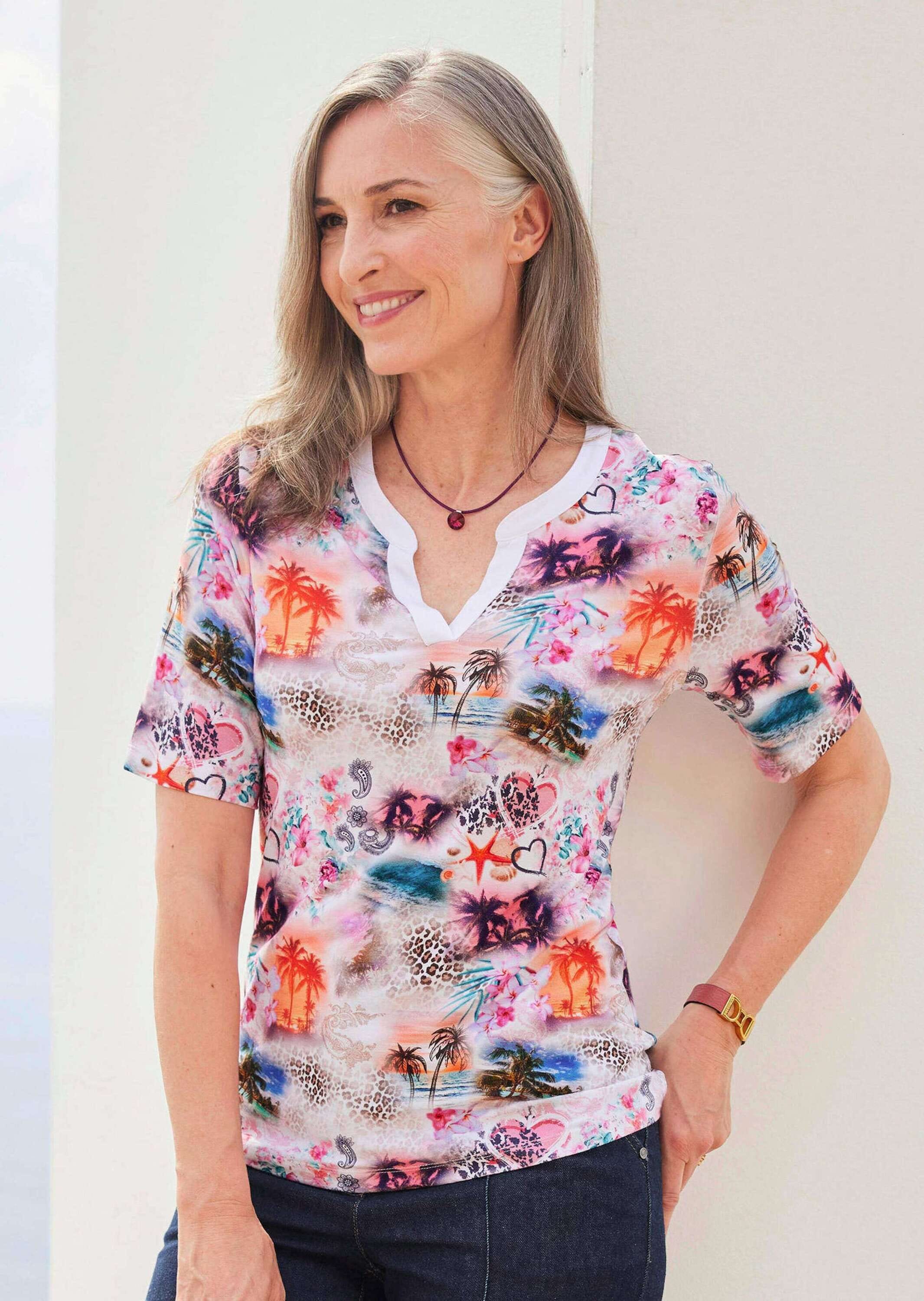 GOLDNER Kurzarmshirt »Halbarmshirt mit Allover-Print« Allover-Print