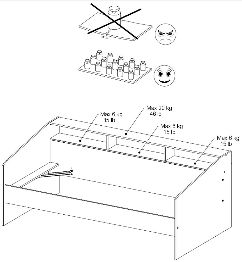 Parisot Jugendzimmer-Set »Sleep 41«, (Set, 3 tlg.), Rückwände der Fächer am Bett drehbar