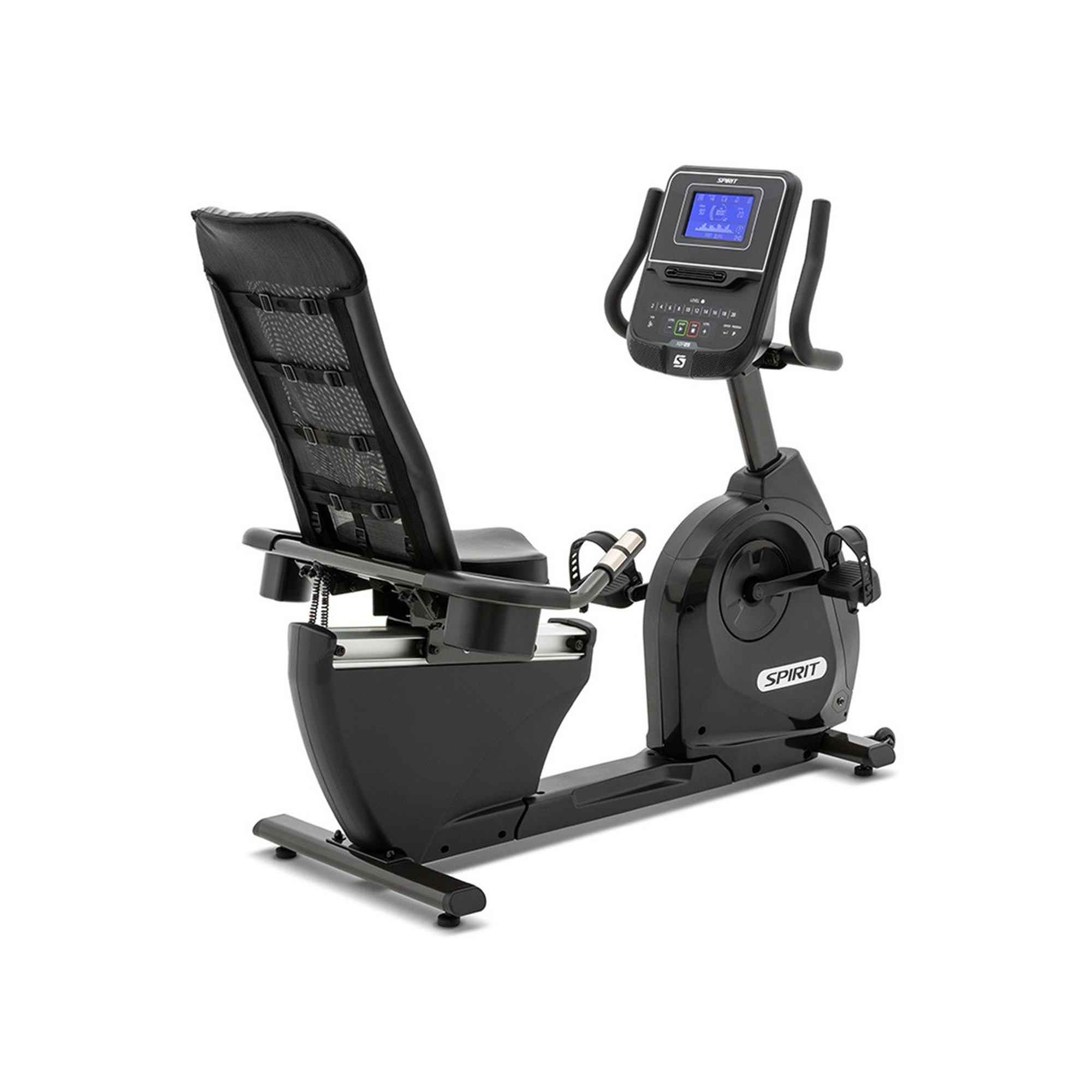 Spirit Fitness Liege-Ergometer »Spirit Fitness Liegeergometer XBR25 Black« 20 Widerstandsstufen, Mesh-Sitz, Handpulssensoren
