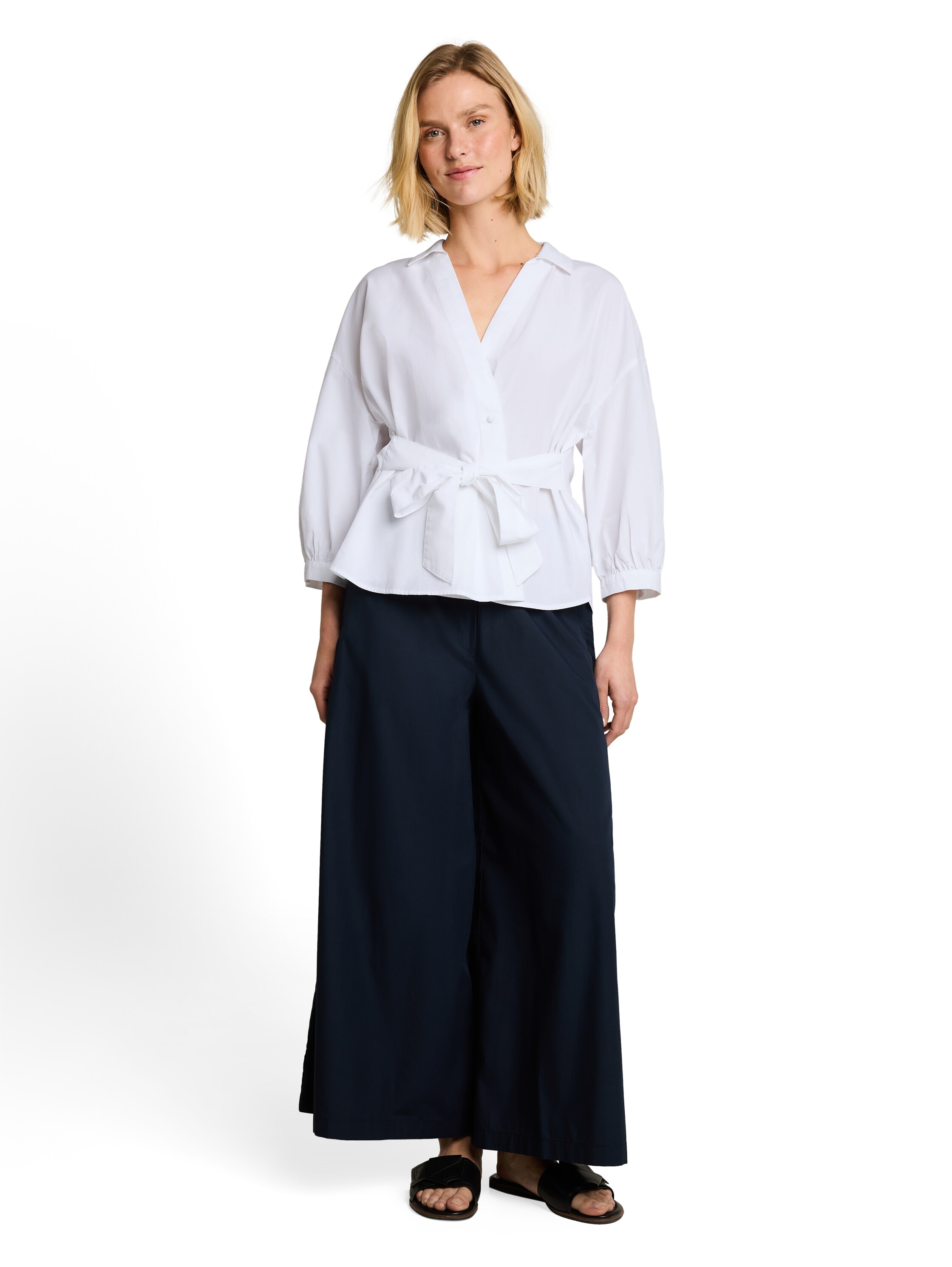 TOM TAILOR Schlupfbluse Sommerbluse mit V-Ausschnitt und Bindeband