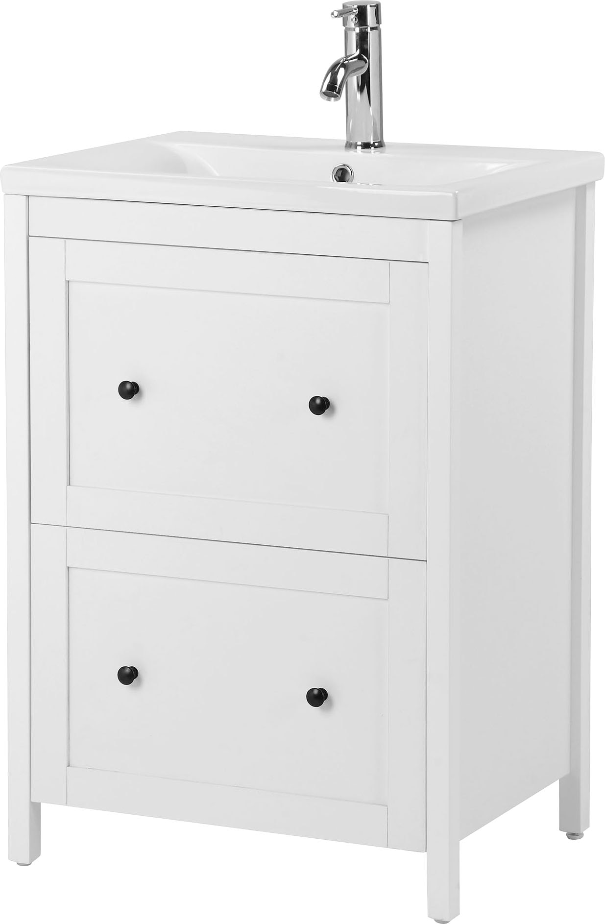 welltime Waschtisch Badmöbel inkl. Keramikbecken, Breite 60 cm mit Schubladen