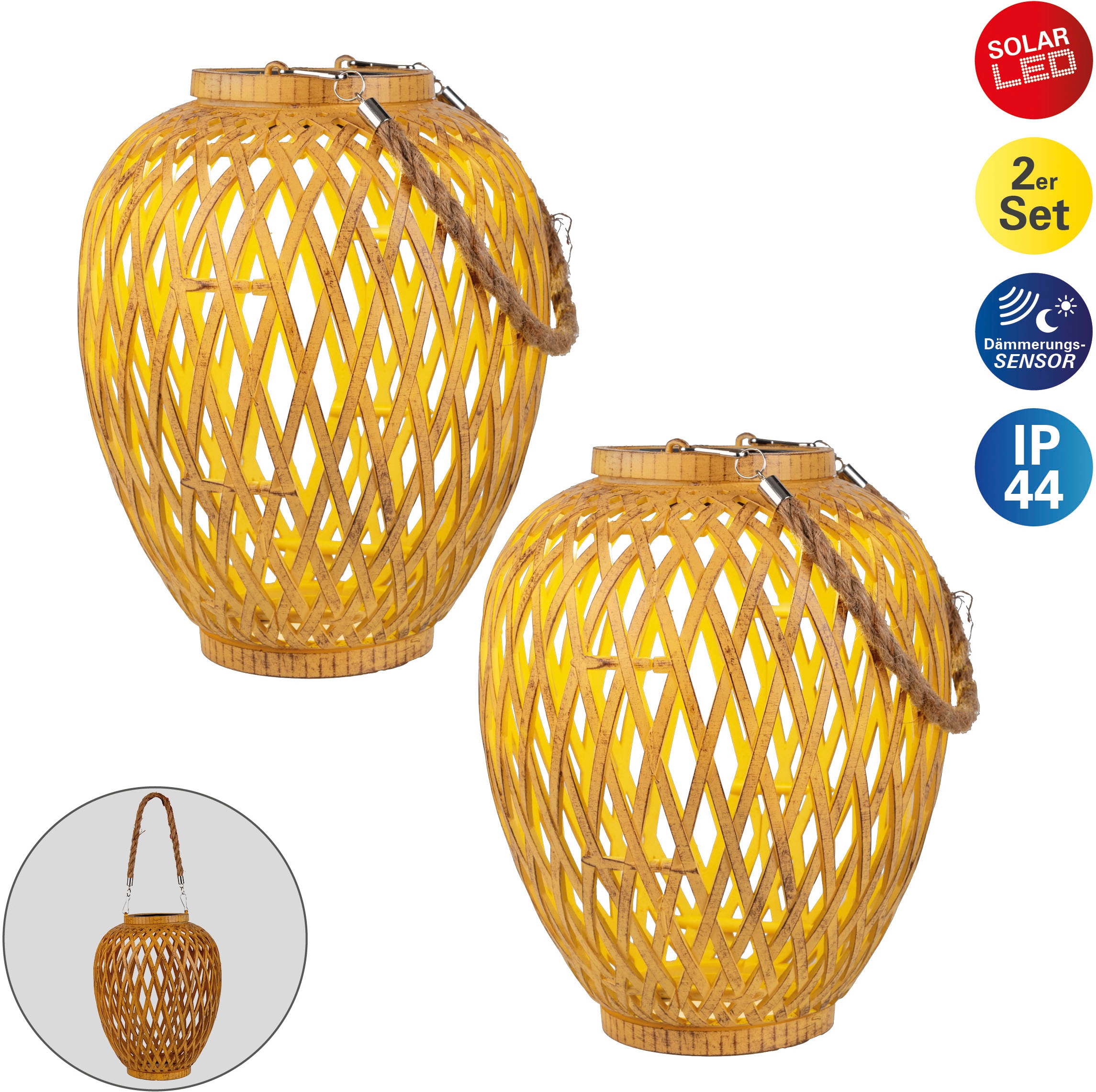 näve LED Solarleuchte "2er Set Korb- / Solardekoleuchte "CESTO"" 1 Stk. War günstig online kaufen
