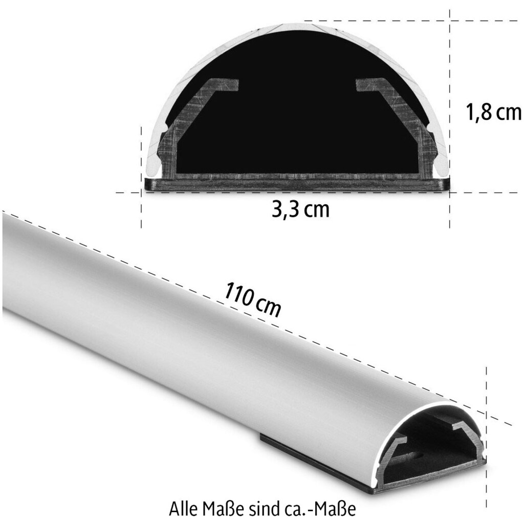 Hama Kabelkanal »Hama Alu-Kabelkanal, halbrund, 110/3,3/1,8 cm, Silber«, (1 St.)